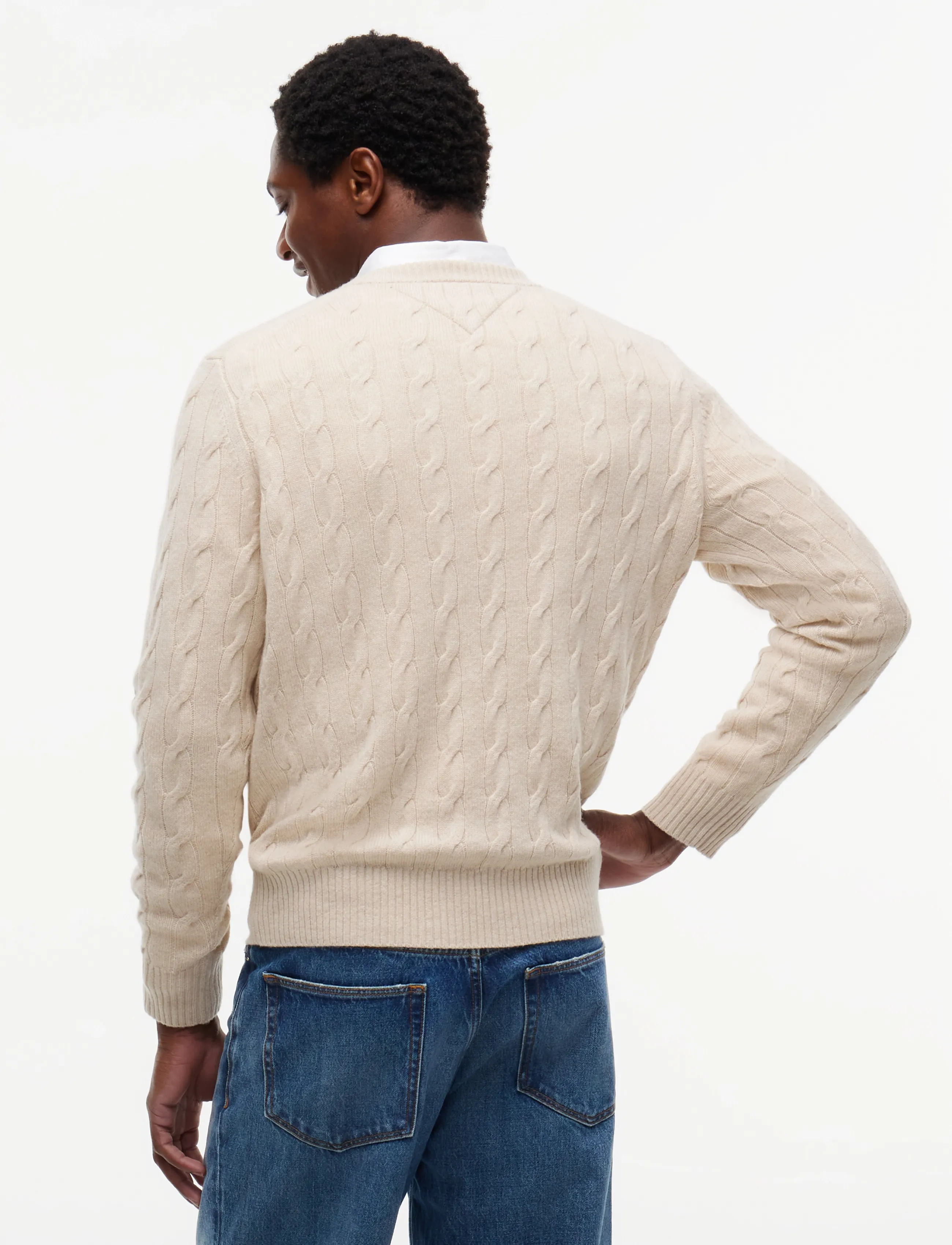 Tommy Hilfiger - LAMBSWOOL CABLE CREW - heathered oatmilk - 2