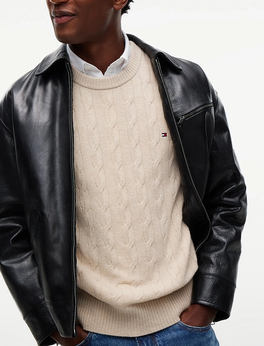 Tommy Hilfiger - LAMBSWOOL CABLE CREW - rundhals - heathered oatmilk - 3