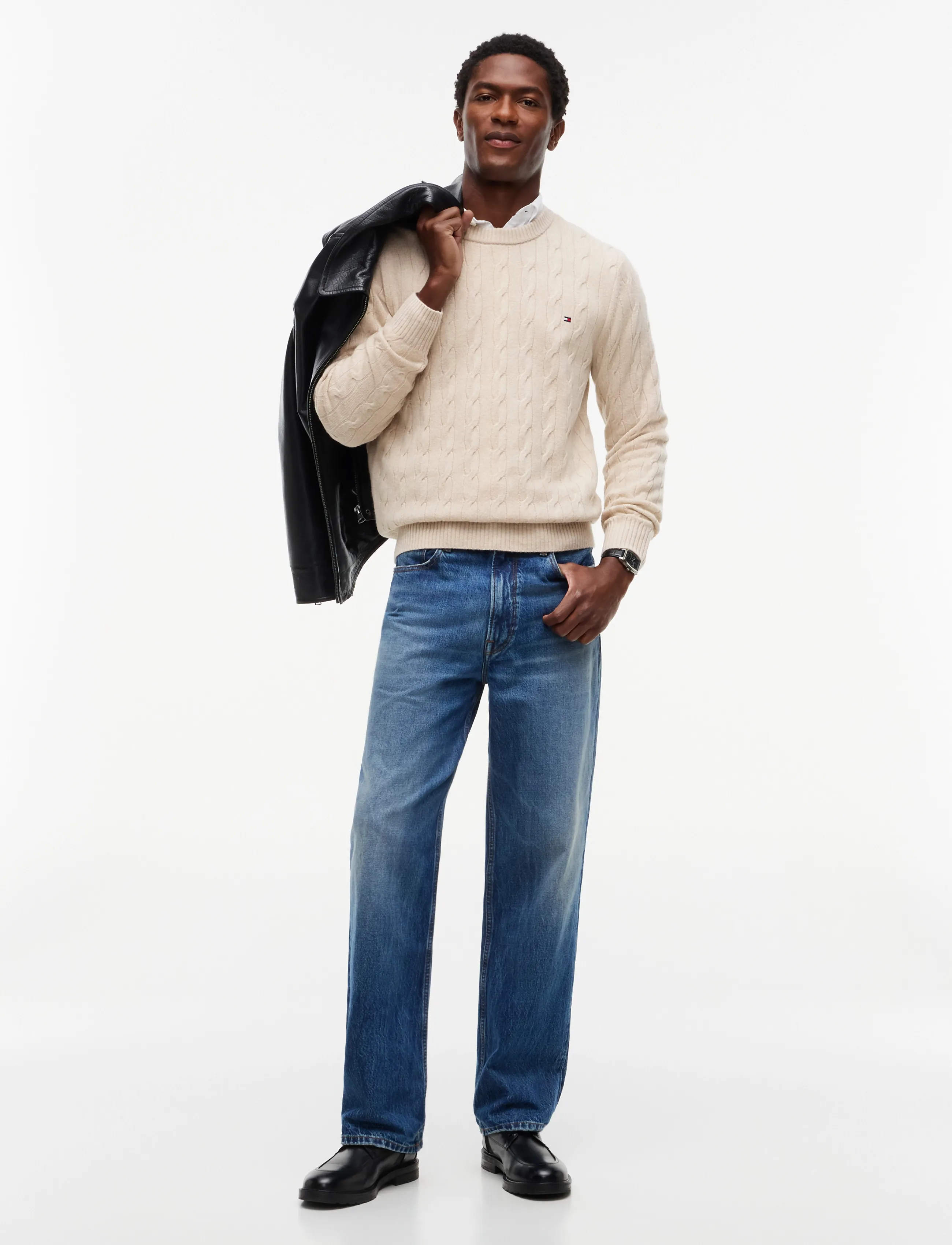 Tommy Hilfiger - LAMBSWOOL CABLE CREW - heathered oatmilk - 4