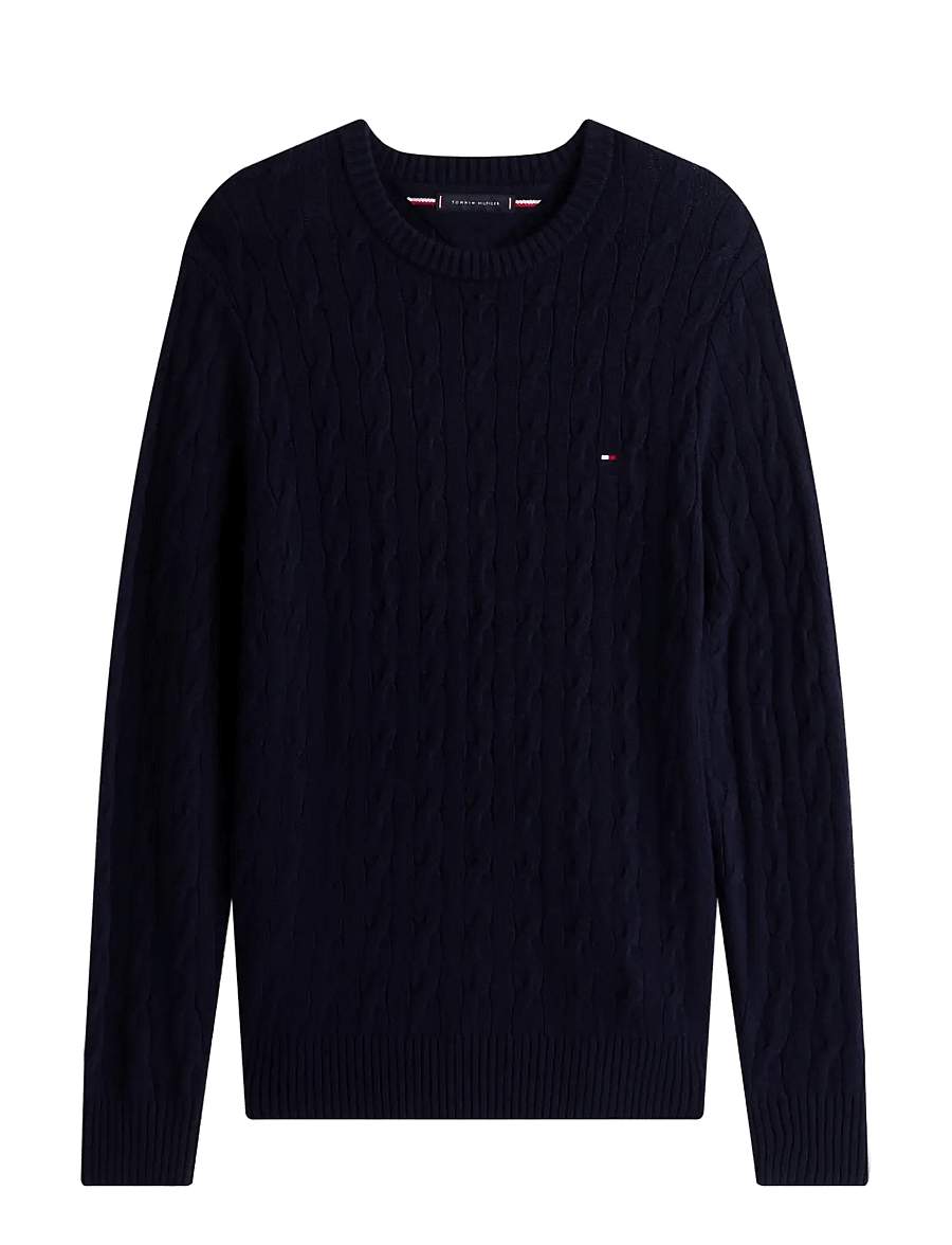 Tommy Hilfiger - LAMBSWOOL CABLE CREW - rundhals - navy blue - 1