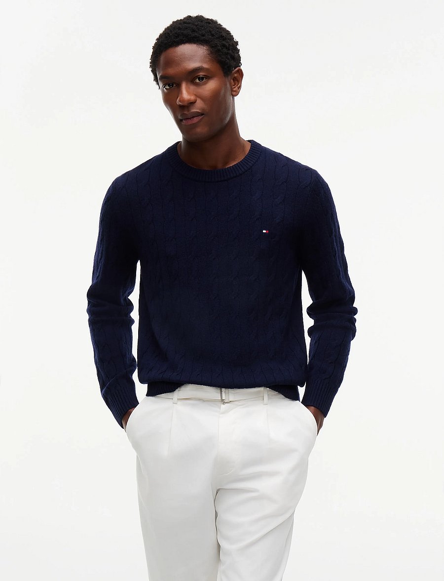 Tommy Hilfiger - LAMBSWOOL CABLE CREW - rundhals - navy blue - 0