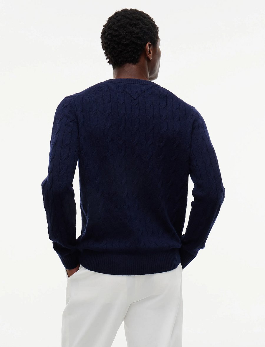 Tommy Hilfiger - LAMBSWOOL CABLE CREW - rundhals - navy blue - 2
