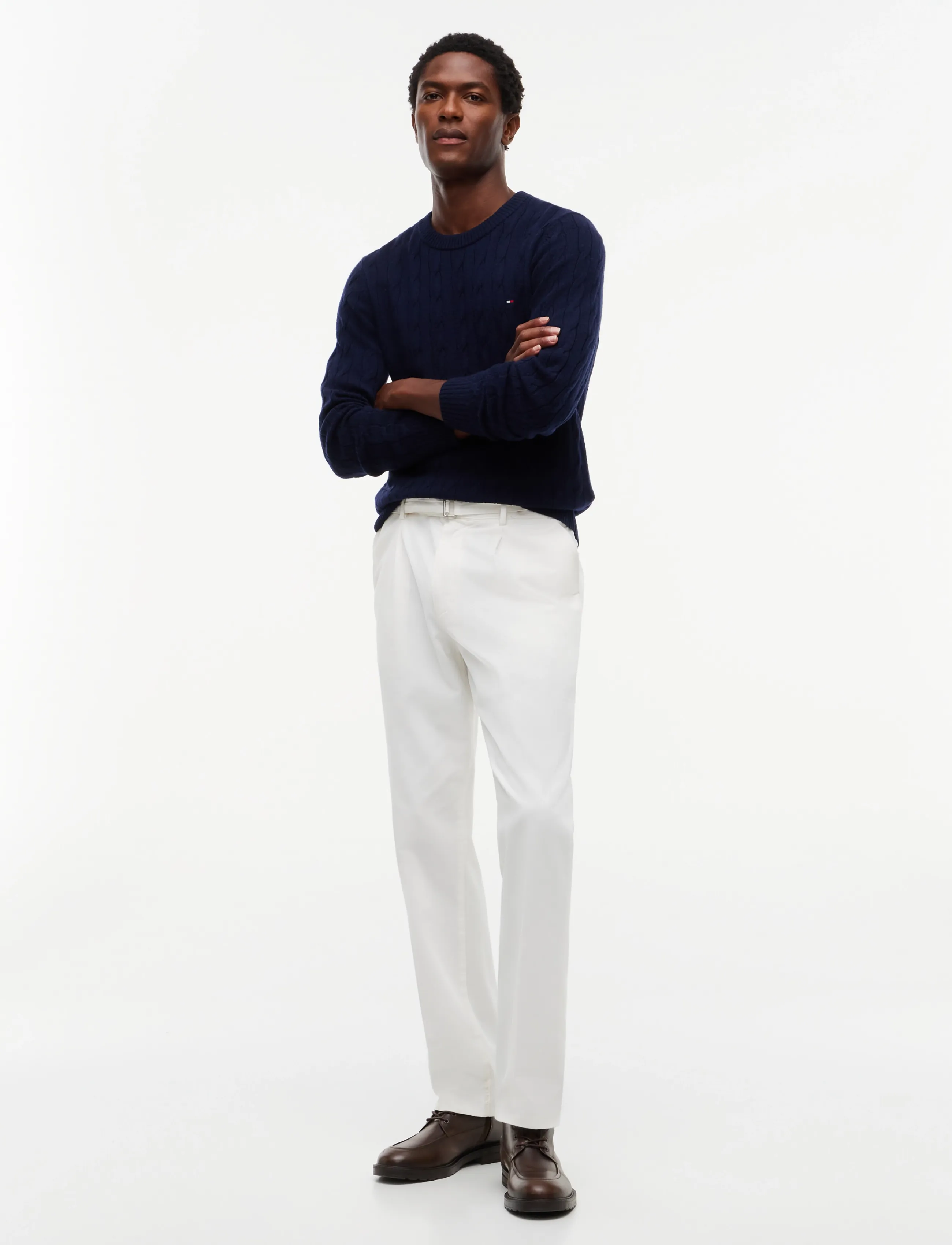 Tommy Hilfiger - LAMBSWOOL CABLE CREW - navy blue - 4