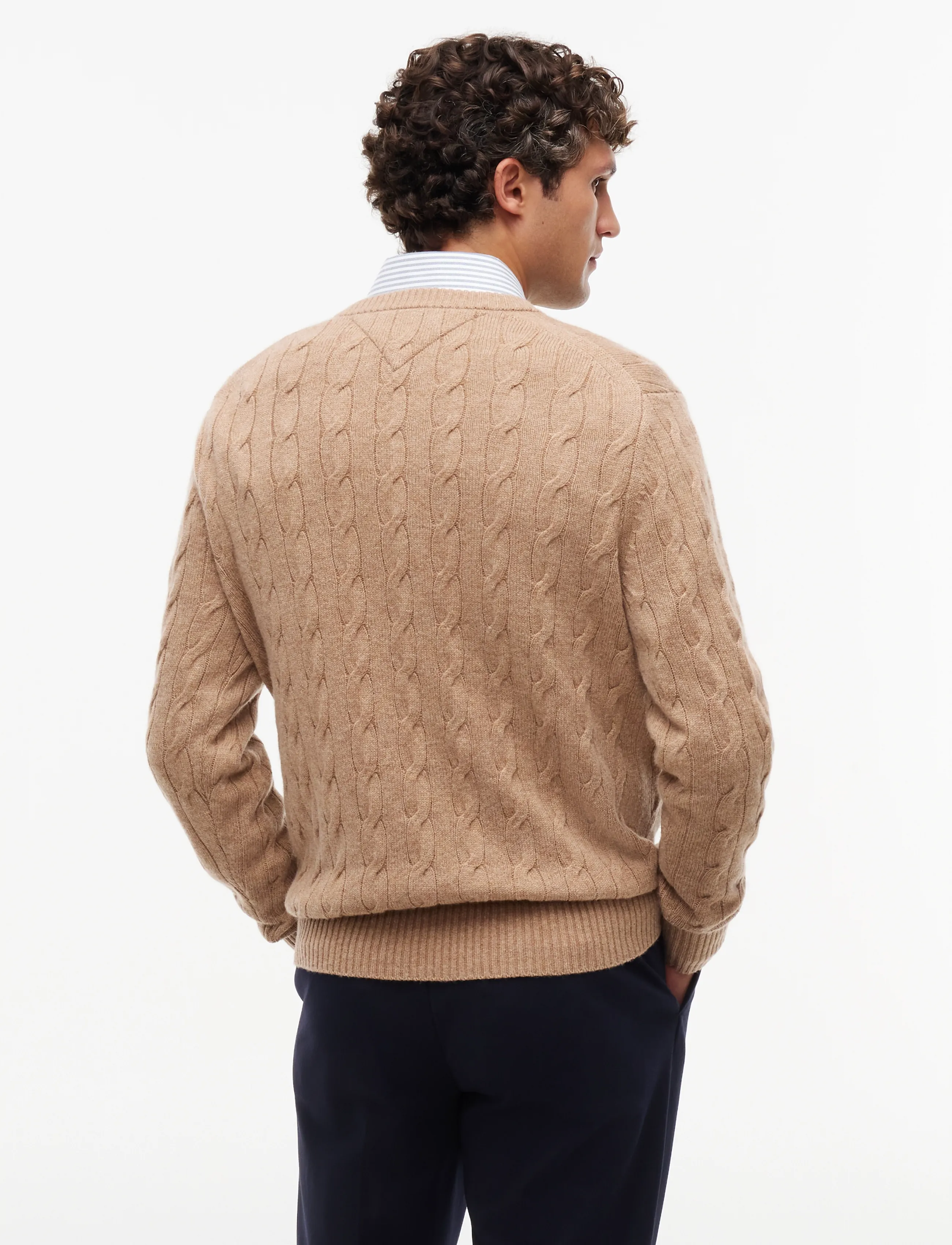 Tommy Hilfiger - LAMBSWOOL CABLE CREW - safari canvas heather - 2