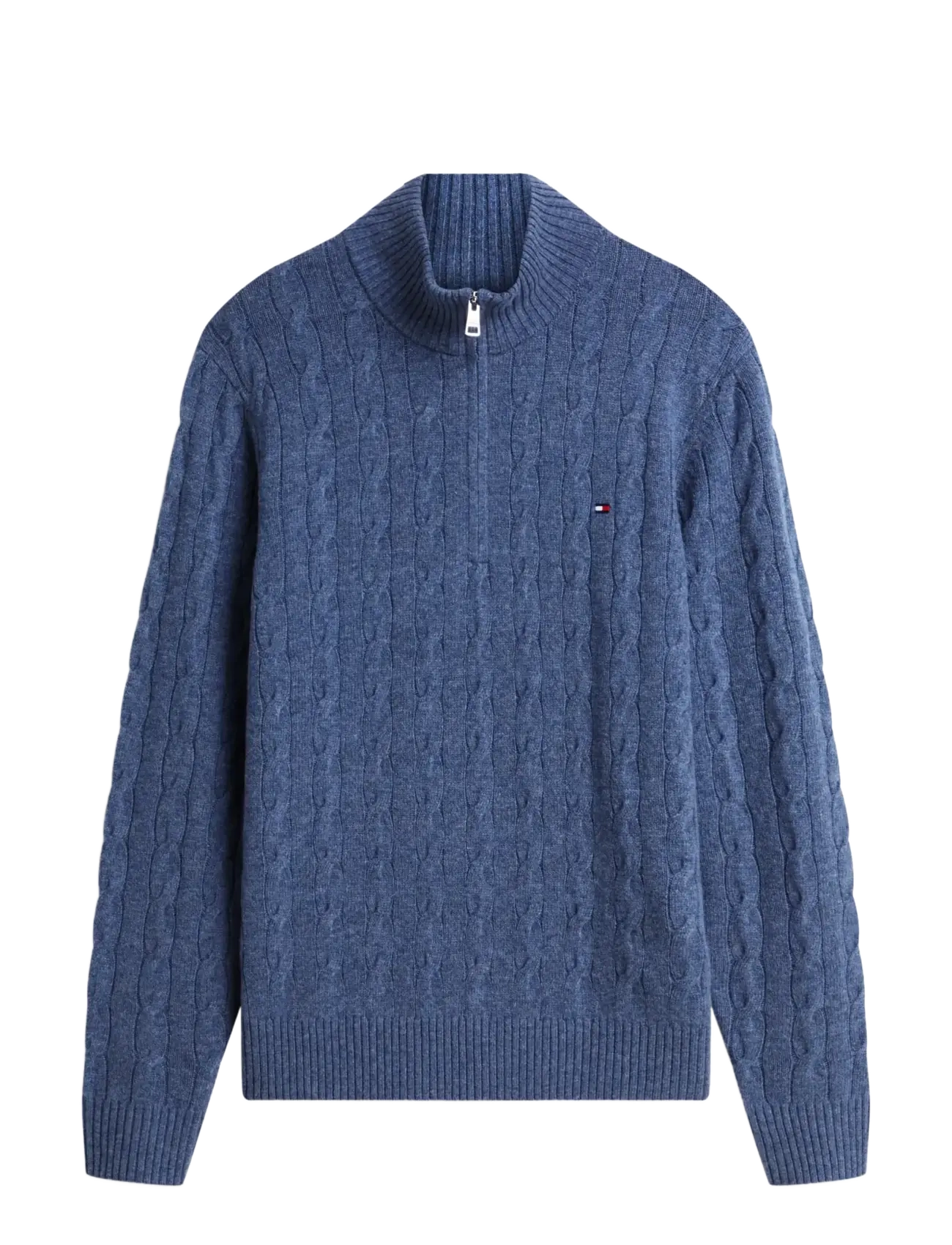 Tommy Hilfiger LAMBSWOOL CABLE ZIP MK - Clothing - AEGEAN SEA HEATHER / blue