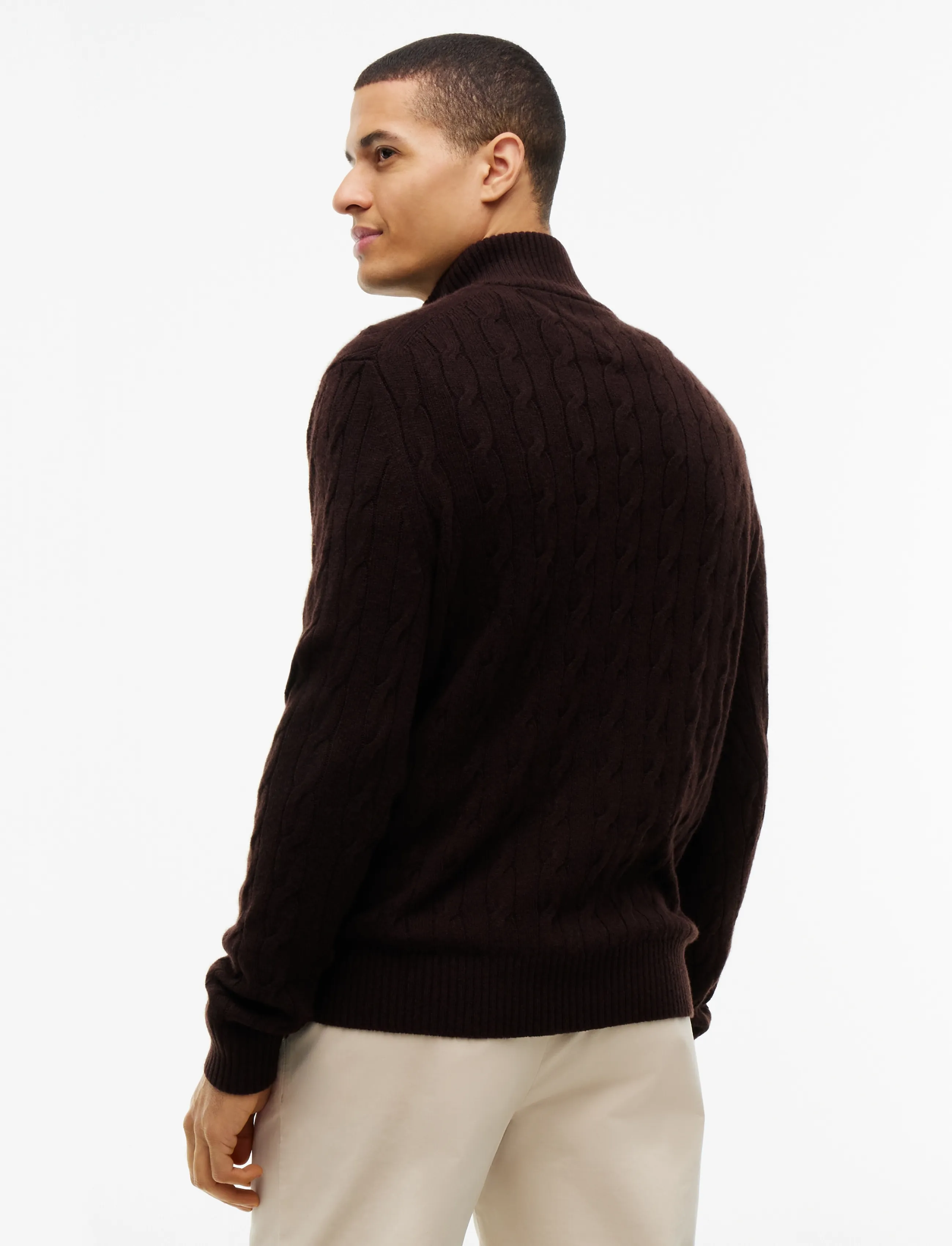 Tommy Hilfiger - LAMBSWOOL CABLE ZIP MK - poolpika lukuga džemprid - chocolate - 2