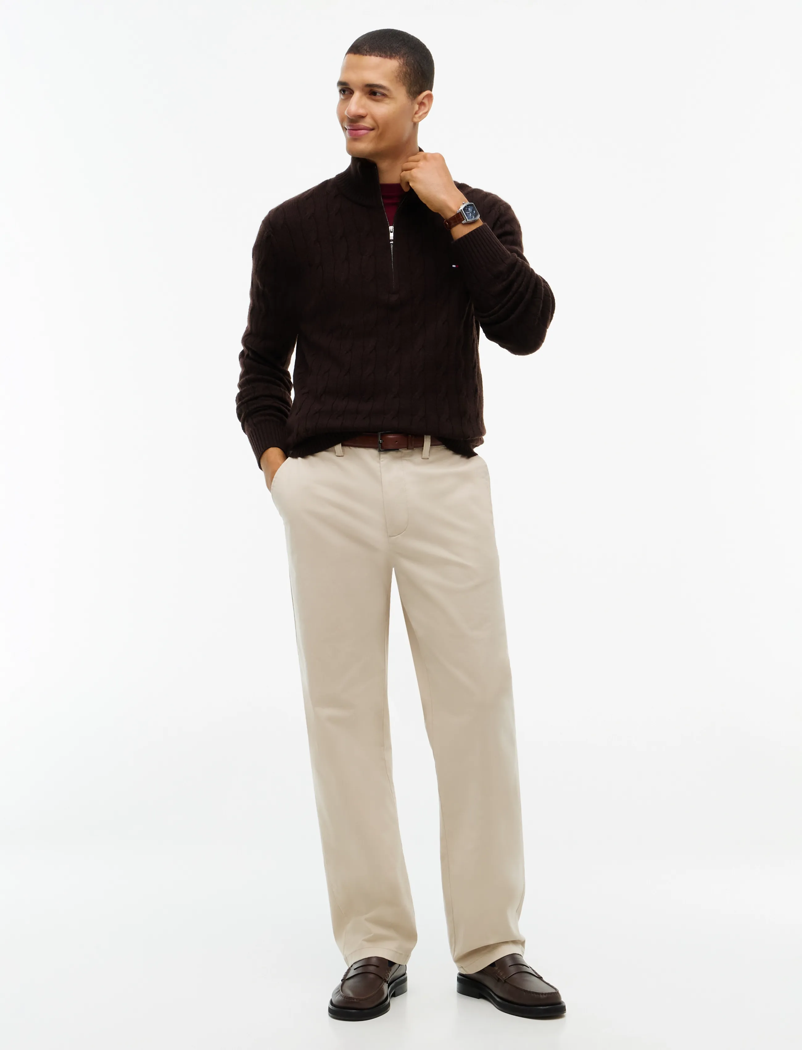 Tommy Hilfiger - LAMBSWOOL CABLE ZIP MK - poolpika lukuga džemprid - chocolate - 4