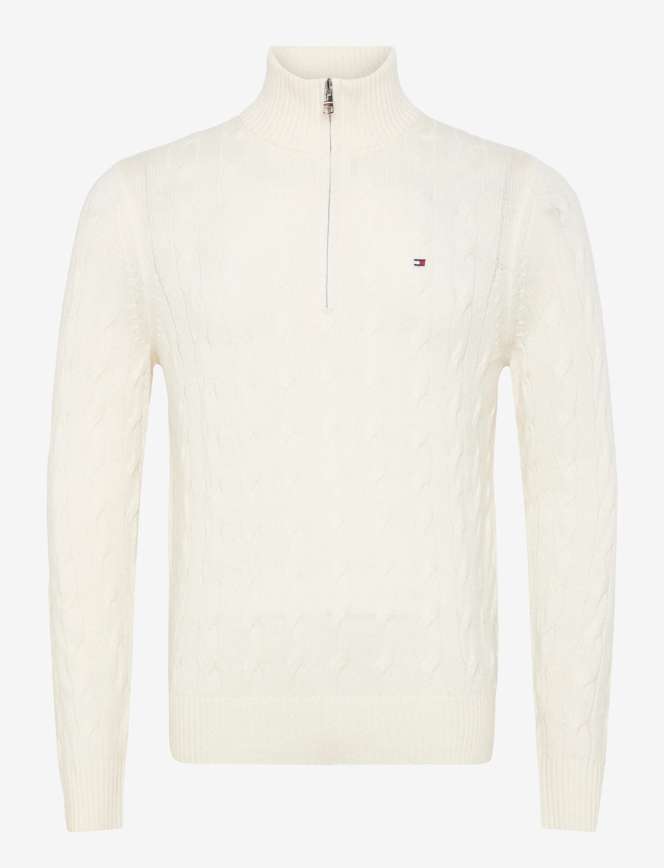 Tommy Hilfiger - LAMBSWOOL BLEND CABLE ZIP MK - half zip-trøjer - ivory petal - 1