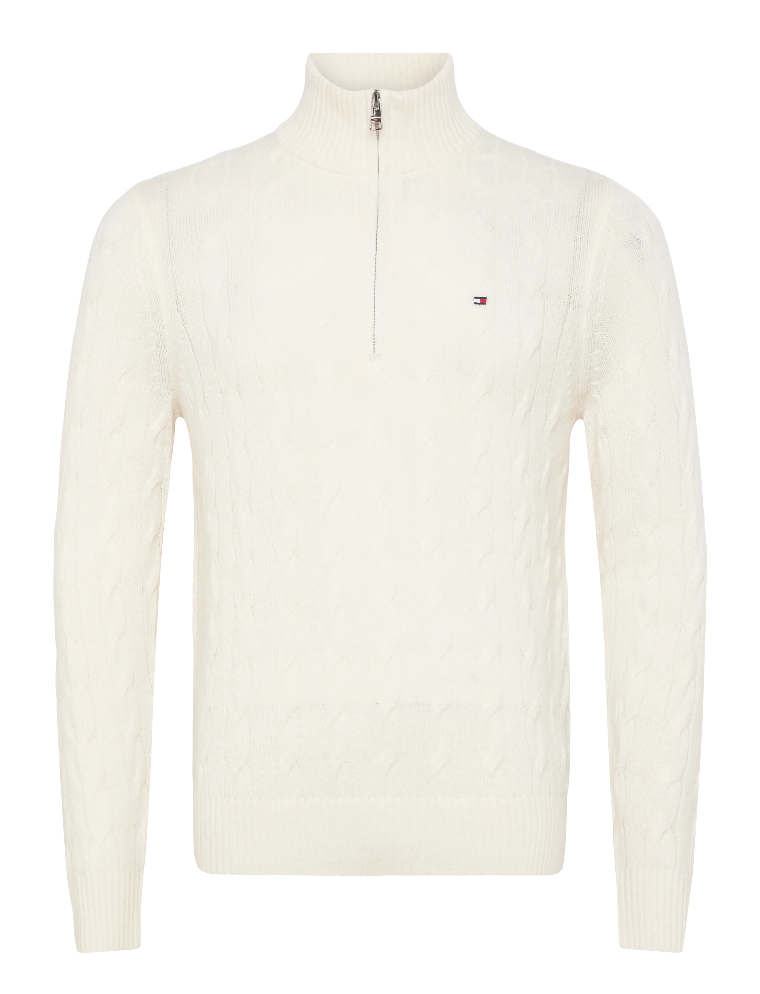 Tommy Hilfiger LAMBSWOOL BLEND CABLE ZIP MK - Riided - IVORY PETAL / cream