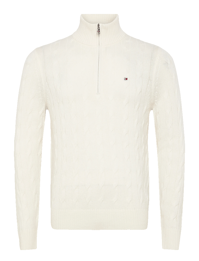 Tommy Hilfiger - LAMBSWOOL BLEND CABLE ZIP MK - half zip-trøjer - ivory petal - 1