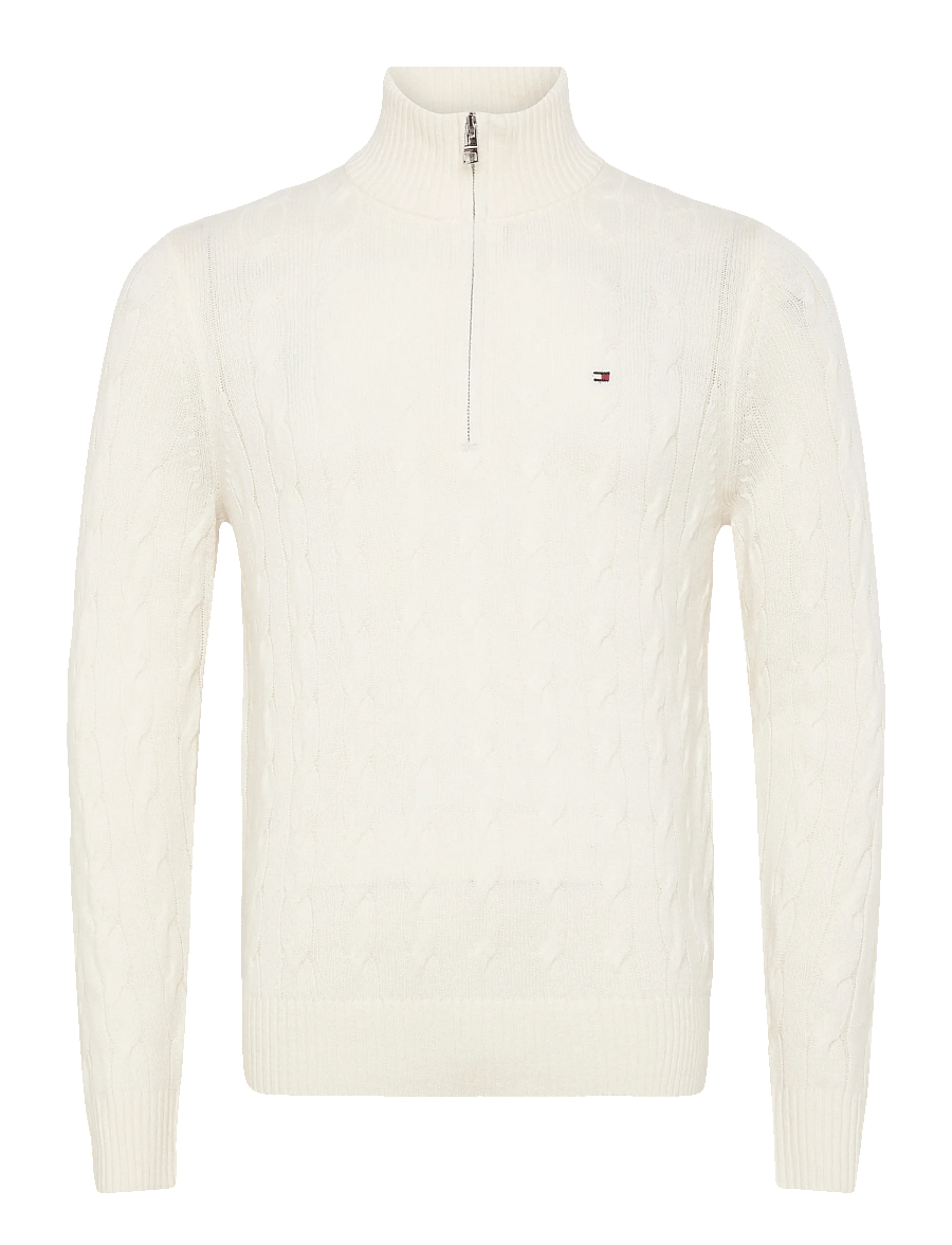 Tommy Hilfiger - LAMBSWOOL CABLE ZIP MK - ivory petal - 1