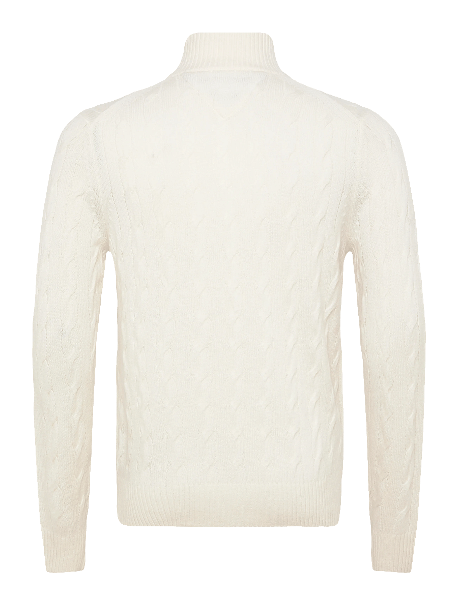 Tommy Hilfiger - LAMBSWOOL CABLE ZIP MK - ivory petal - 2