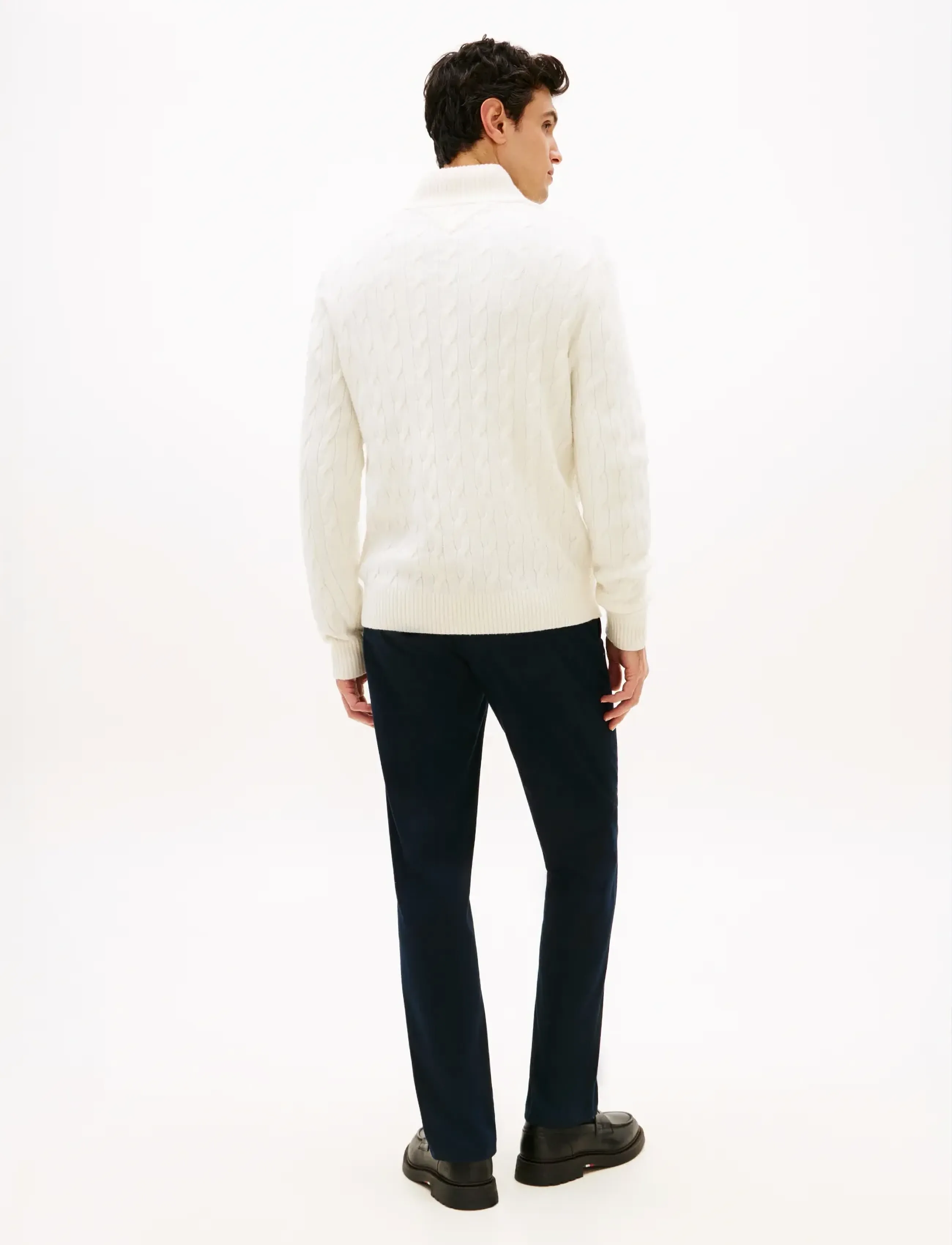 Tommy Hilfiger - LAMBSWOOL CABLE ZIP MK - ivory petal - 4