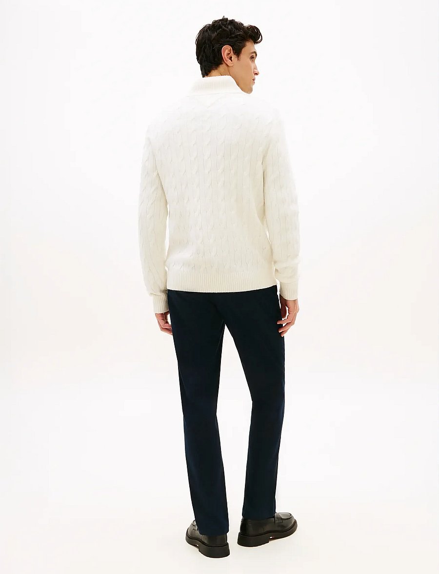 Tommy Hilfiger - LAMBSWOOL CABLE ZIP MK - ivory petal - 4