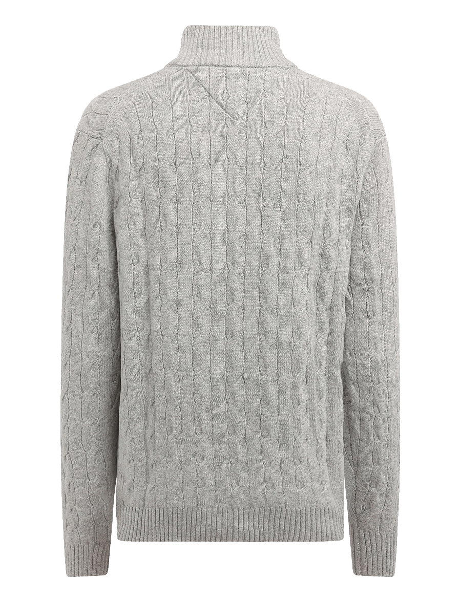 Tommy Hilfiger - LAMBSWOOL CABLE ZIP MK - pullover mit halbem reißverschluss - light grey heather - 2