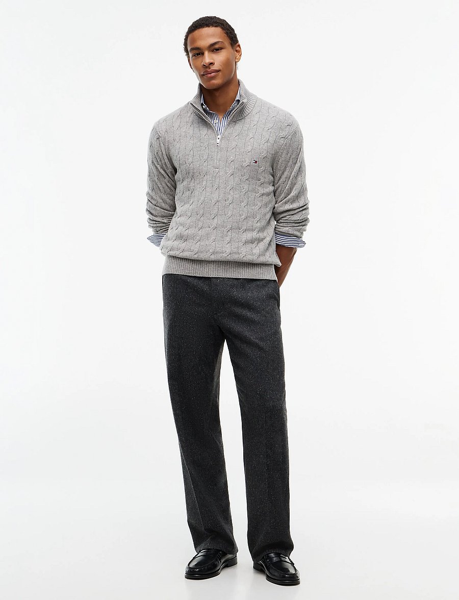Tommy Hilfiger - LAMBSWOOL CABLE ZIP MK - pullover mit halbem reißverschluss - light grey heather - 5