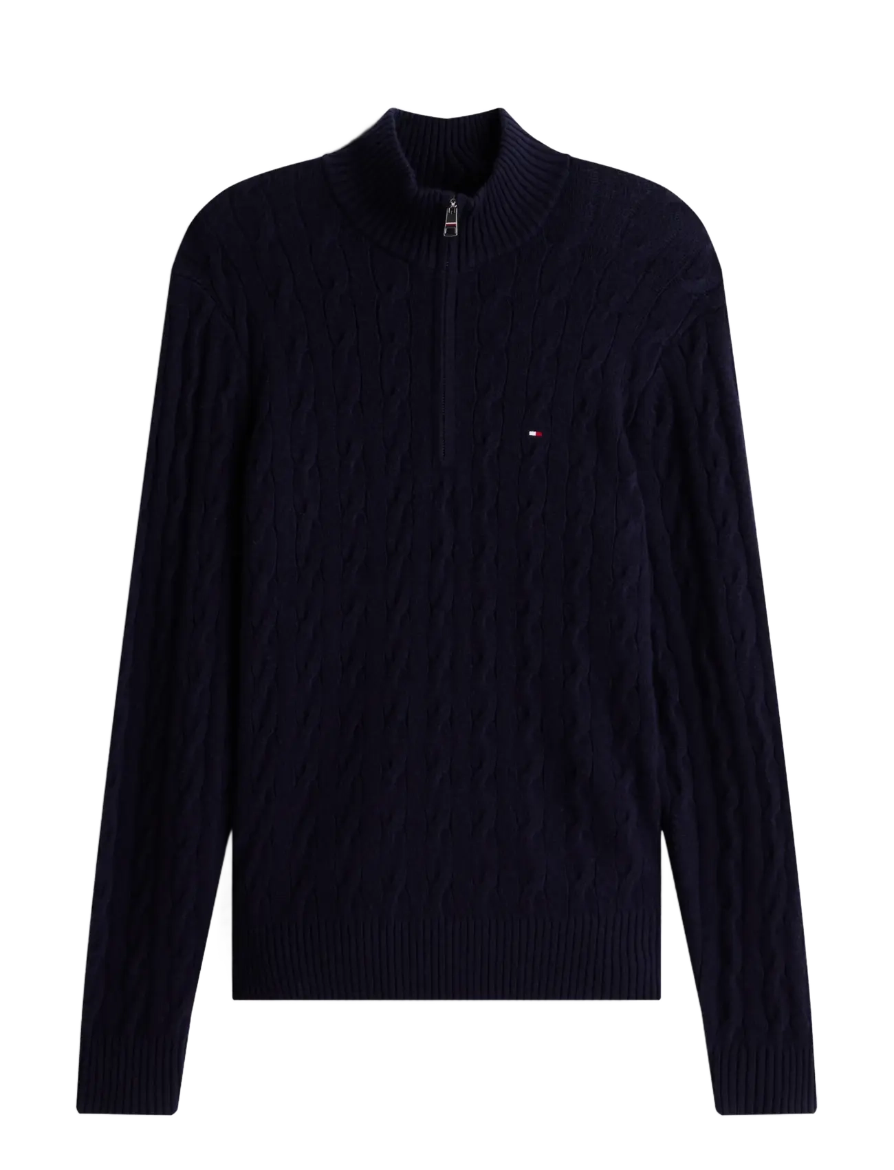 Tommy Hilfiger LAMBSWOOL CABLE ZIP MK - Kläder - NAVY BLUE / navy