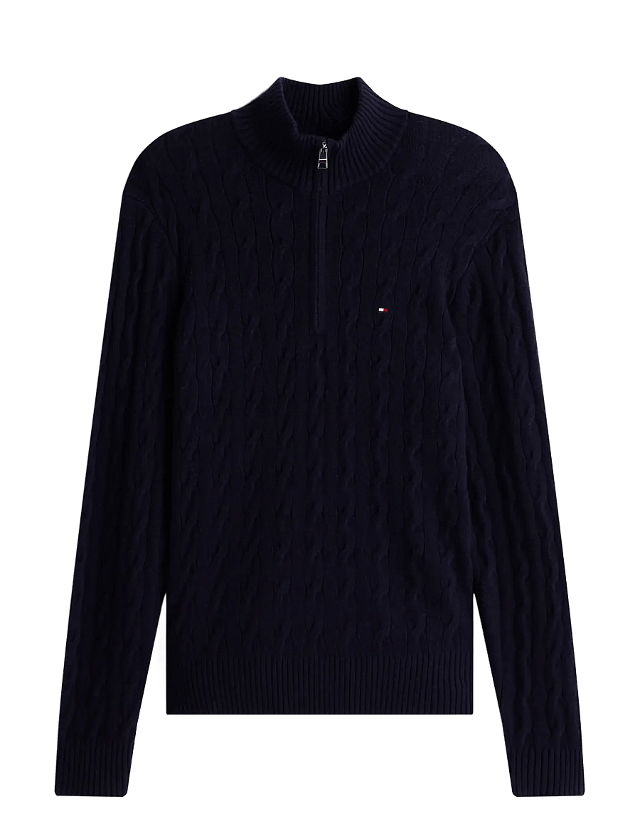 Tommy Hilfiger - LAMBSWOOL CABLE ZIP MK - pullover mit halbem reißverschluss - navy blue - 1