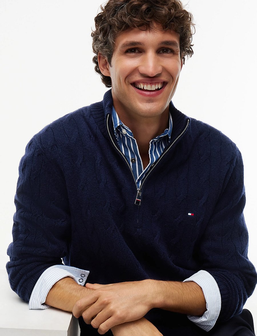 Tommy Hilfiger - LAMBSWOOL CABLE ZIP MK - pullover mit halbem reißverschluss - navy blue - 3