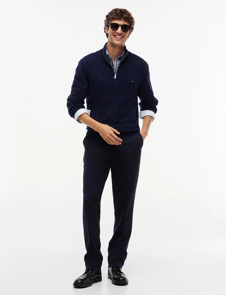 Tommy Hilfiger - LAMBSWOOL CABLE ZIP MK - pullover mit halbem reißverschluss - navy blue - 4