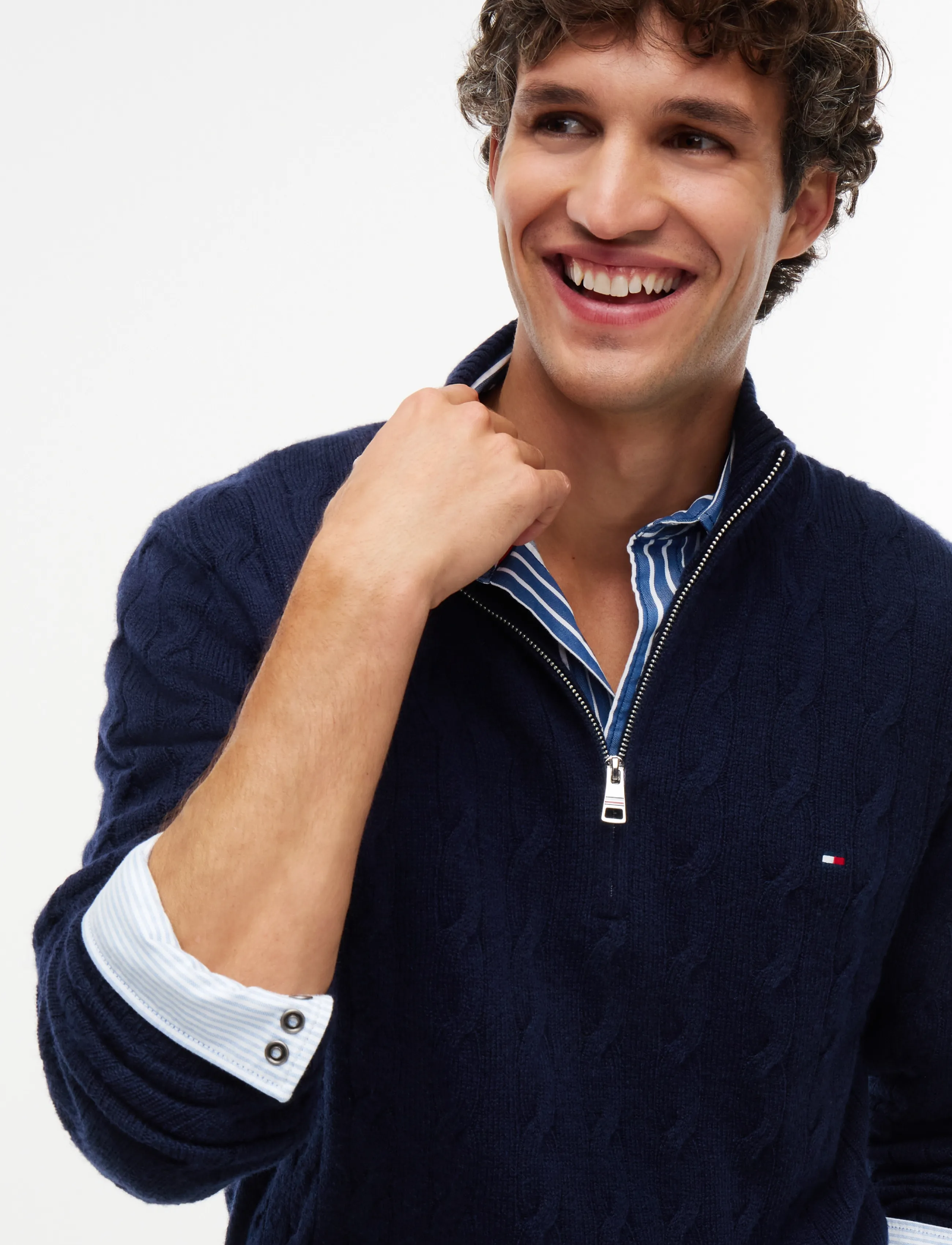 Tommy Hilfiger - LAMBSWOOL CABLE ZIP MK - pullover mit halbem reißverschluss - navy blue - 5