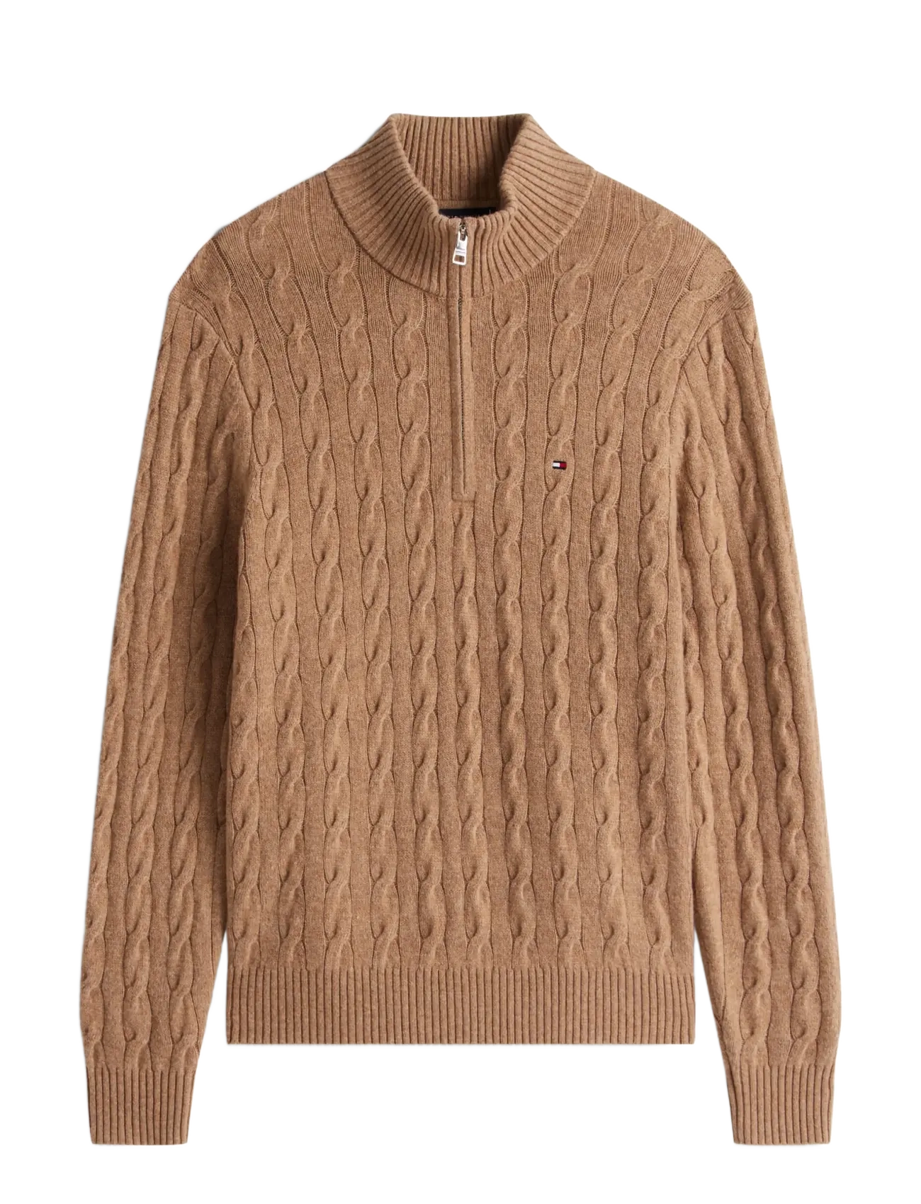 Tommy Hilfiger - LAMBSWOOL CABLE ZIP MK - safari canvas heather - 1