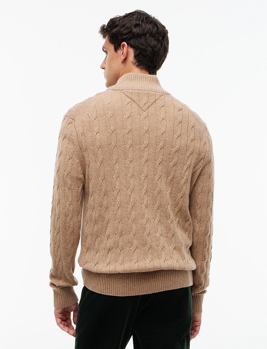 Tommy Hilfiger - LAMBSWOOL CABLE ZIP MK - pullover mit halbem reißverschluss - safari canvas heather - 2