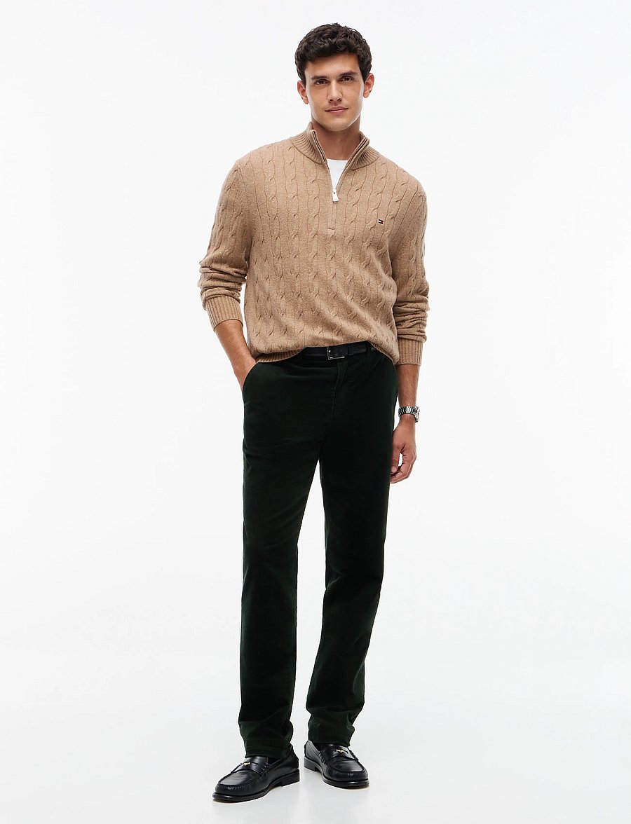 Tommy Hilfiger - LAMBSWOOL CABLE ZIP MK - pullover mit halbem reißverschluss - safari canvas heather - 4