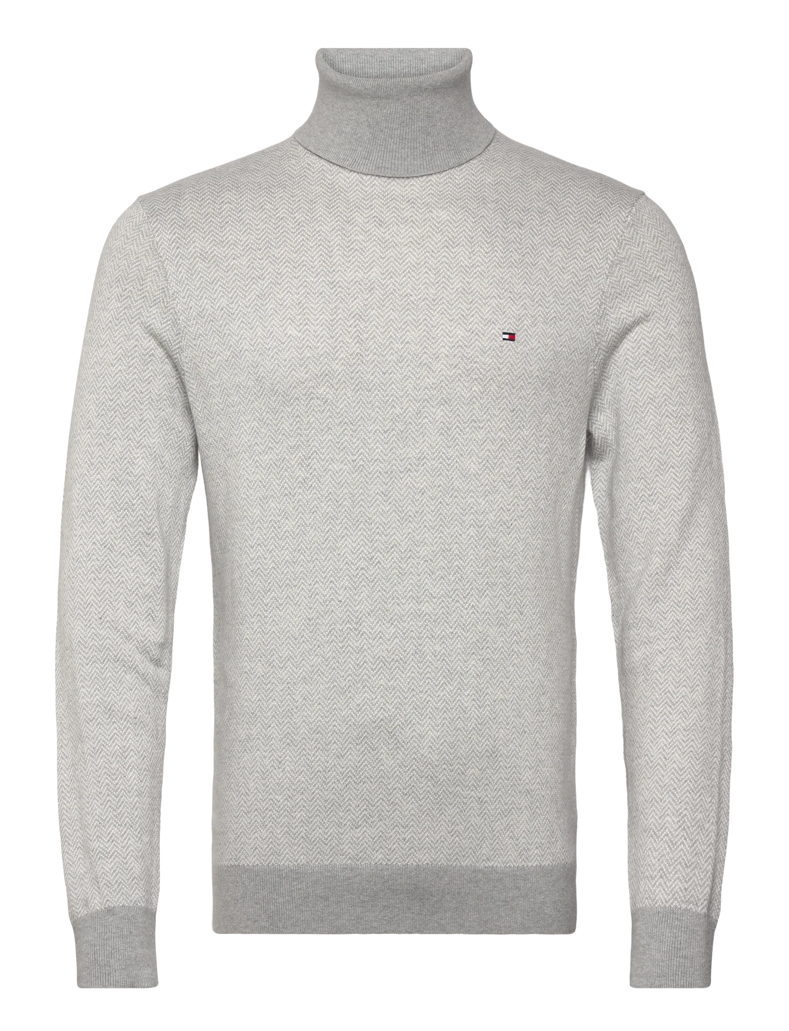 Tommy Hilfiger PIMA CTN CASH HERRINGBONE ROLL - Rullekraver - LIGHT GREY HTR IVORY PETAL / grey