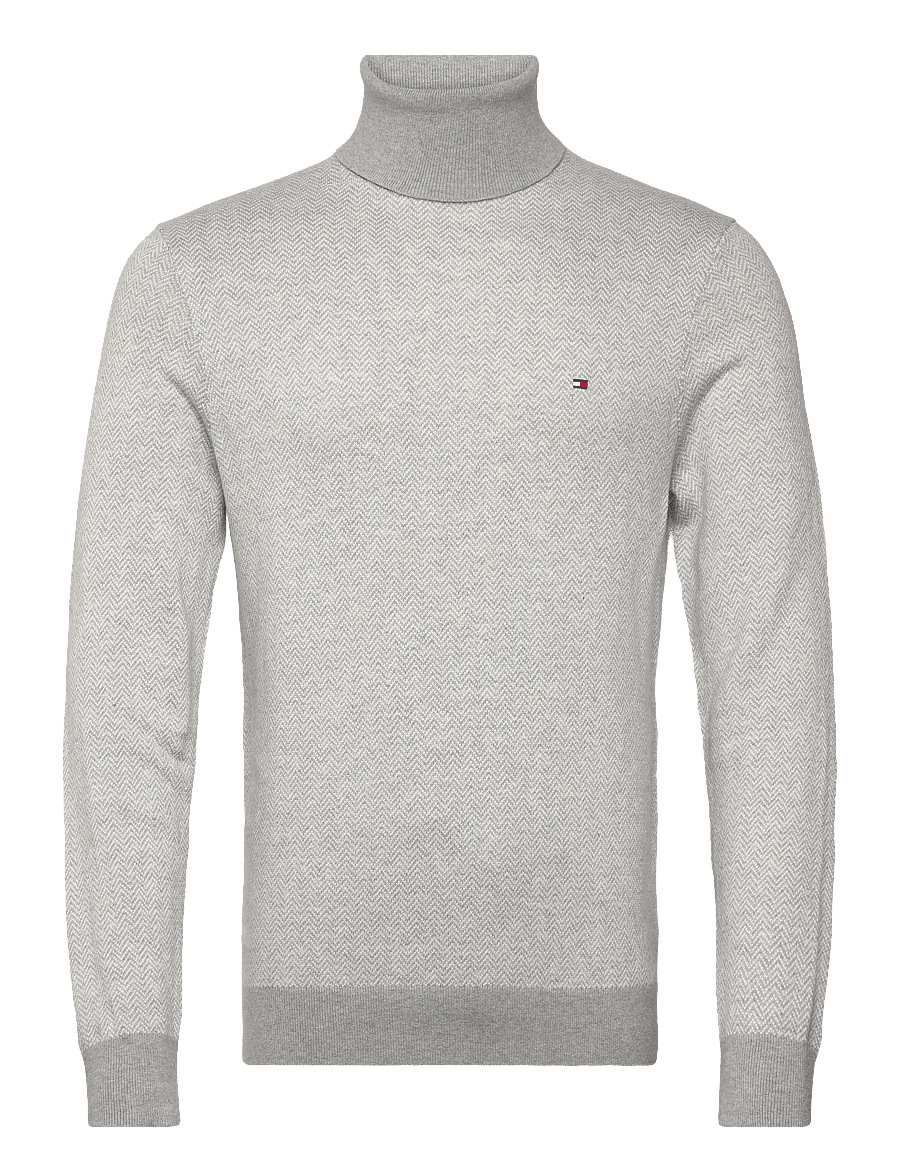 Tommy Hilfiger - PIMA CTN CASH HERRINGBONE ROLL - rollkragenpullover - light grey htr ivory petal - 1