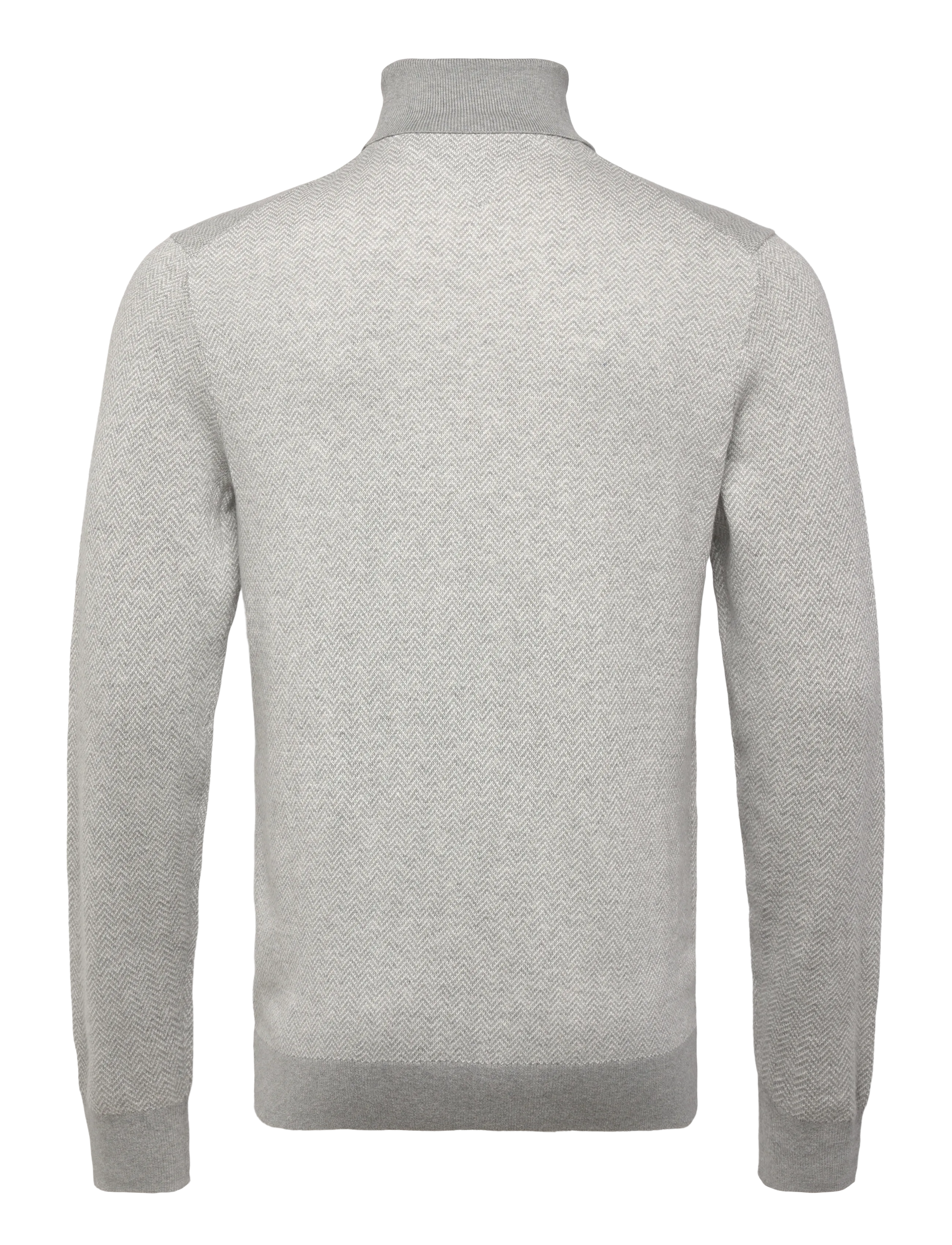 Tommy Hilfiger - PIMA CTN CASH HERRINGBONE ROLL - kõrge kaelusega džemprid - light grey htr ivory petal - 2