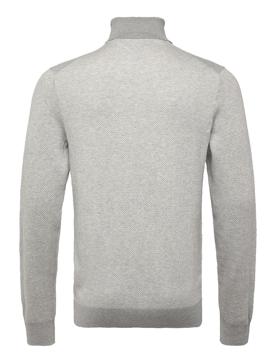 Tommy Hilfiger - PIMA CTN CASH HERRINGBONE ROLL - rollkragenpullover - light grey htr ivory petal - 2