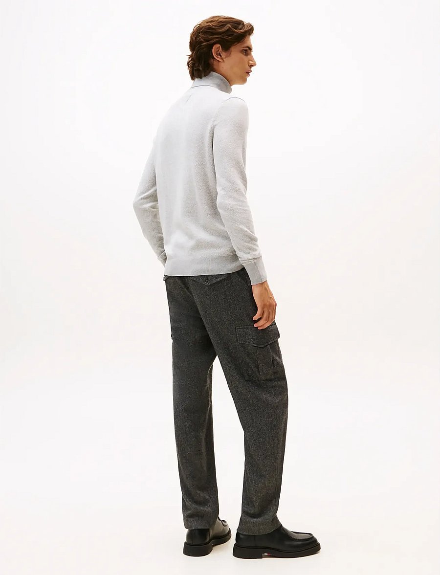 Tommy Hilfiger - PIMA CTN CASH HERRINGBONE ROLL - rollkragenpullover - light grey htr ivory petal - 4