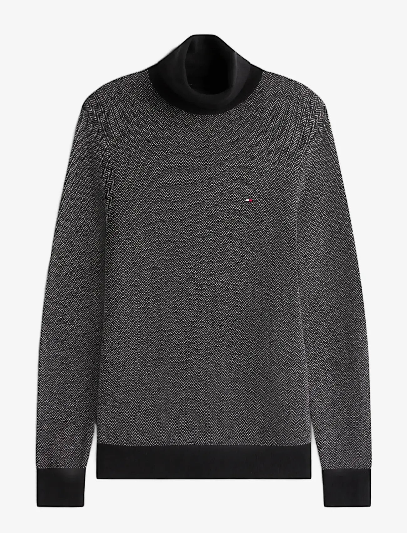 Tommy Hilfiger - PIMA CTN CASH HERRINGBONE ROLL - rullekraver - black medium grey htr - 1