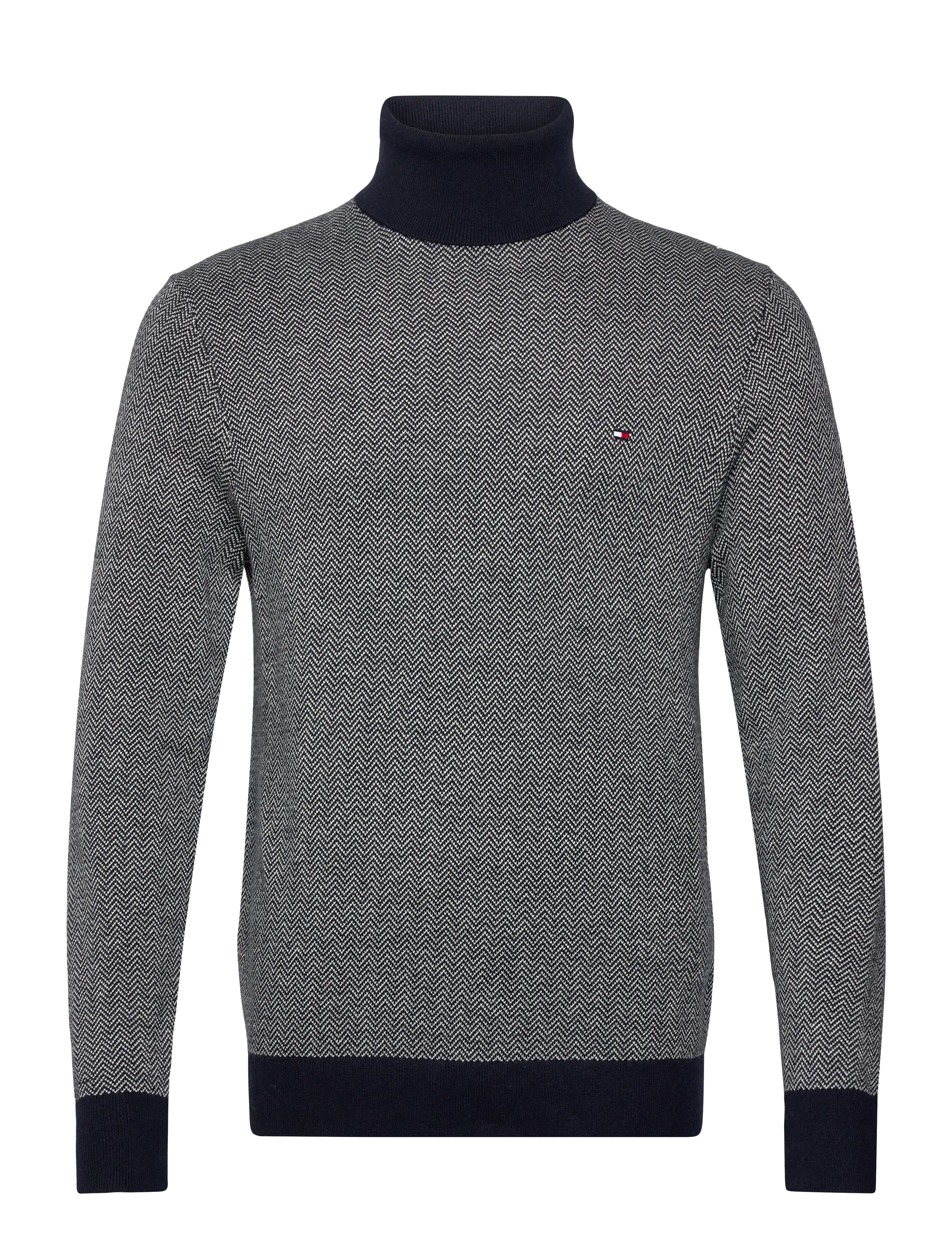 Tommy Hilfiger PIMA CTN CASH HERRINGBONE ROLL - Stickat - DESERT SKY IVORY PETAL / grey