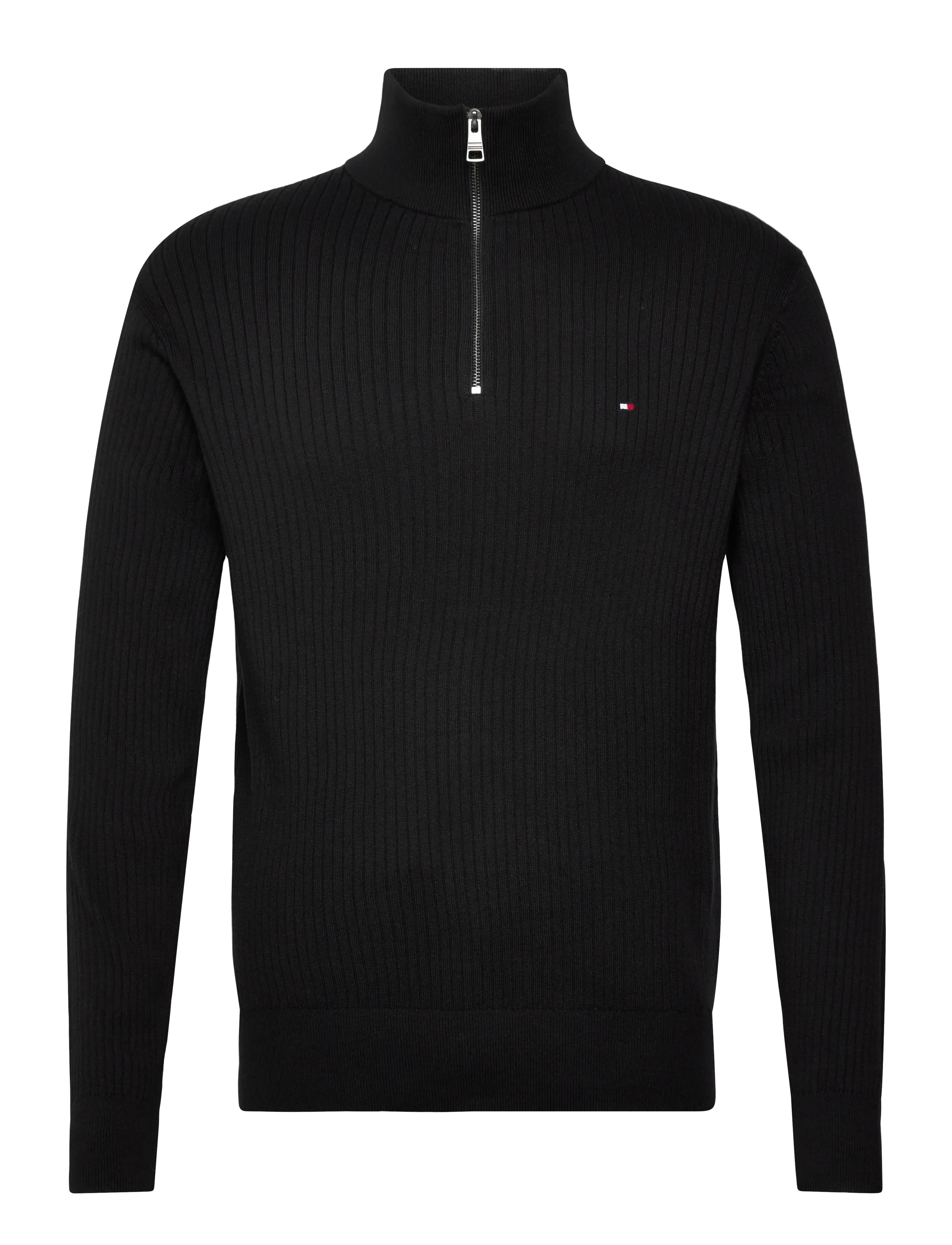 TOMMY HILFIGER Pima Ctn Cash Structure Zip Mock Schwarz - XXXL - Herren