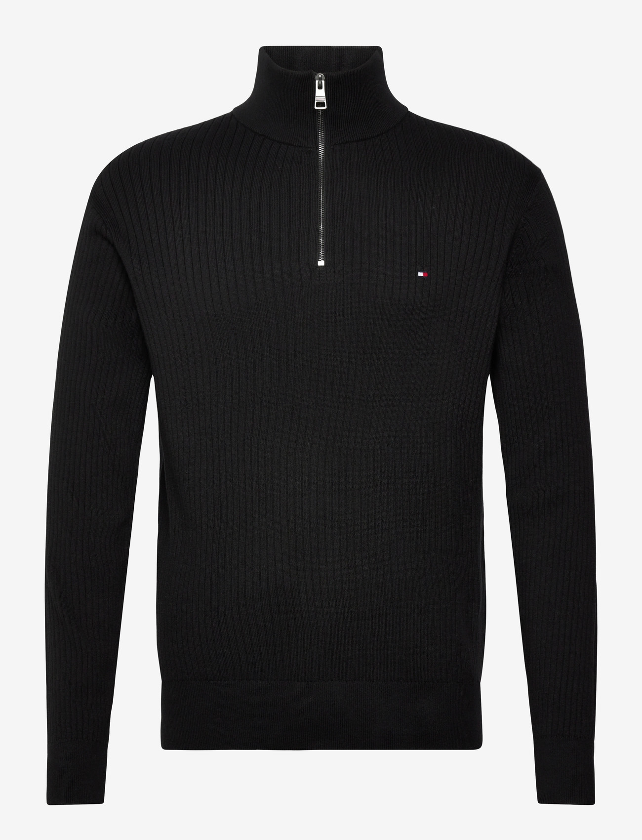 Tommy Hilfiger - PIMA CTN CASH STRUCTURE ZIP MOCK - halfzip strik - black - 1