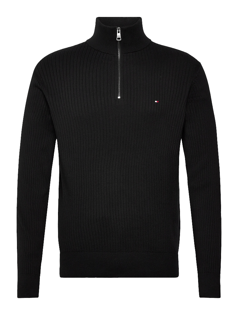 Tommy Hilfiger - PIMA CTN CASH STRUCTURE ZIP MOCK - halfzip strik - black - 1