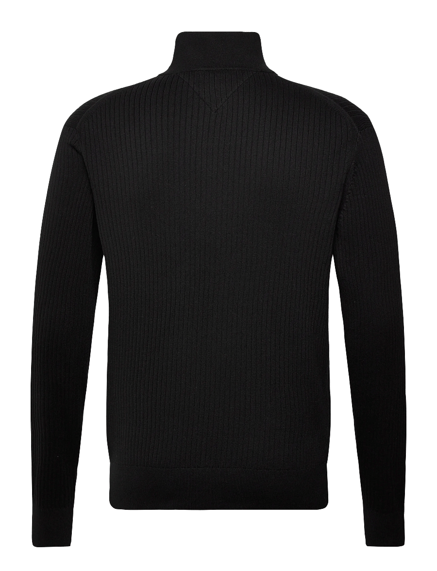 Tommy Hilfiger - PIMA CTN CASH STRUCTURE ZIP MOCK - half zip jumpers - black - 2