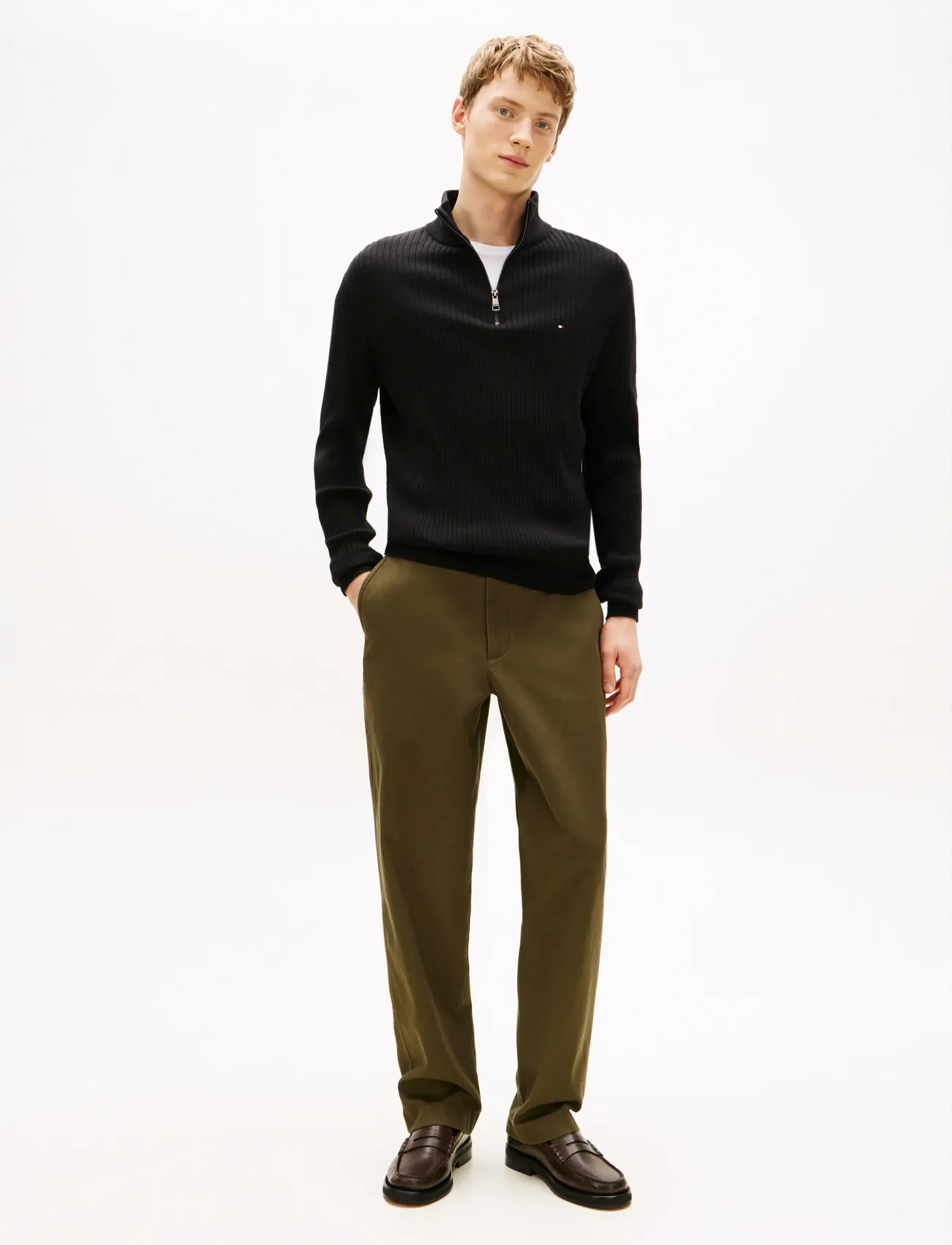 Tommy Hilfiger - PIMA CTN CASH STRUCTURE ZIP MOCK - half zip jumpers - black - 3