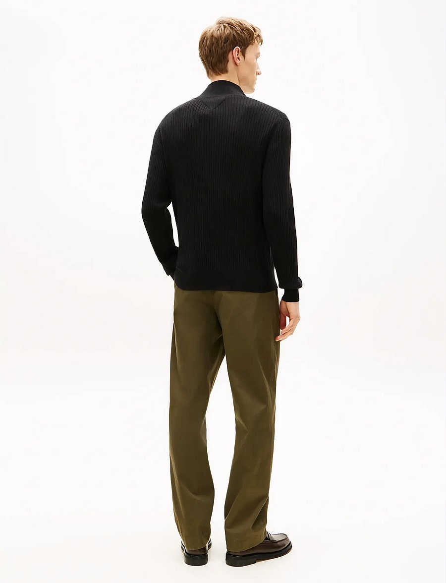 Tommy Hilfiger - PIMA CTN CASH STRUCTURE ZIP MOCK - half zip jumpers - black - 4