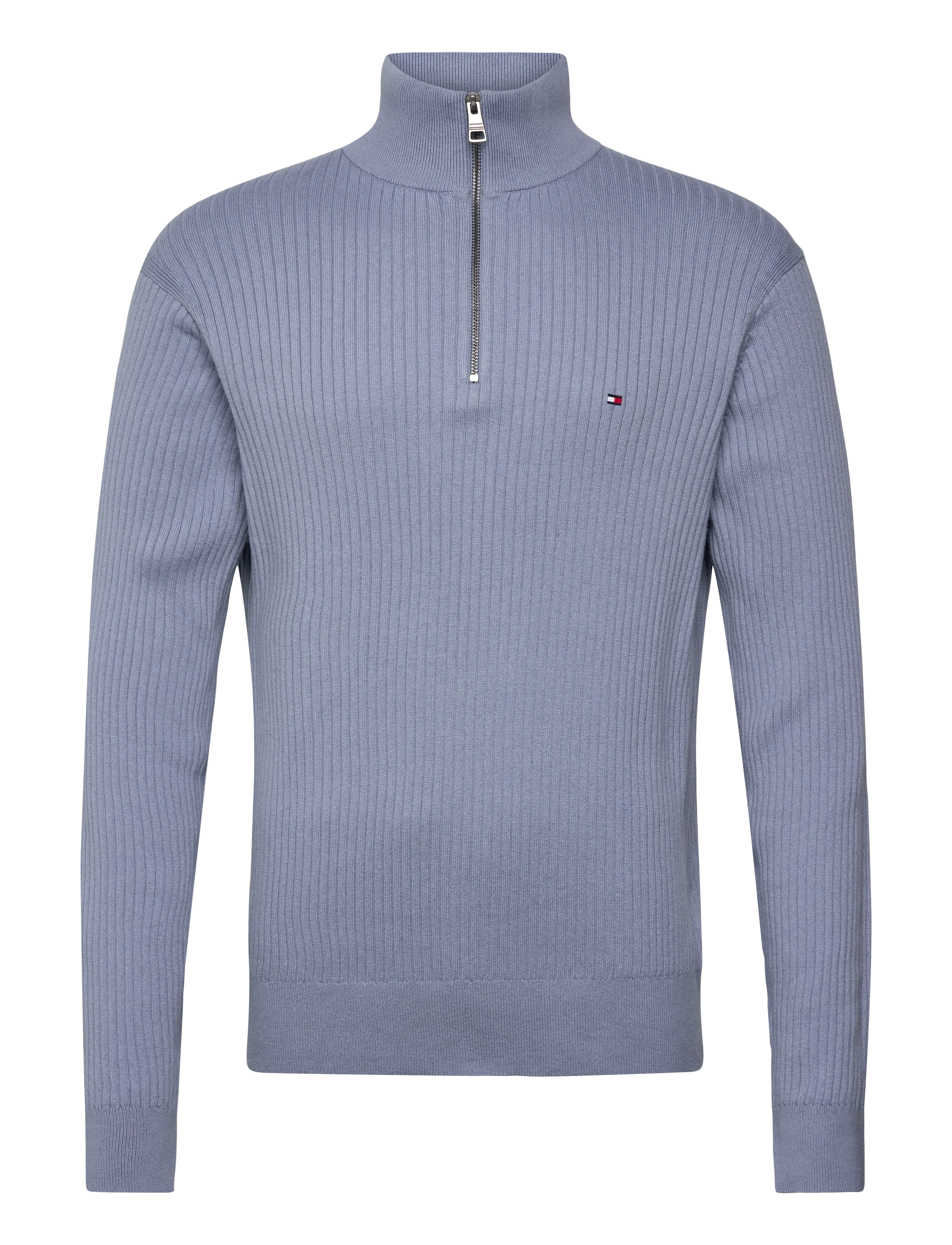 Tommy Hilfiger PIMA CTN CASH STRUCTURE ZIP MOCK - Tøj - BRISK BLUE / blue