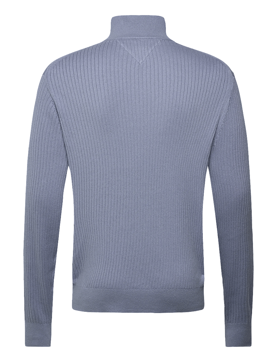 Tommy Hilfiger - PIMA CTN CASH STRUCTURE ZIP MOCK - half zip-tröjor - brisk blue - 2