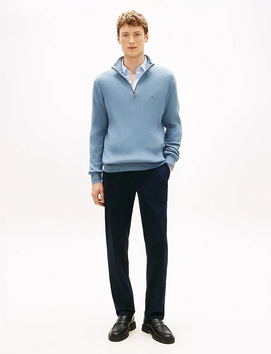 Tommy Hilfiger - PIMA CTN CASH STRUCTURE ZIP MOCK - half zip-tröjor - brisk blue - 3
