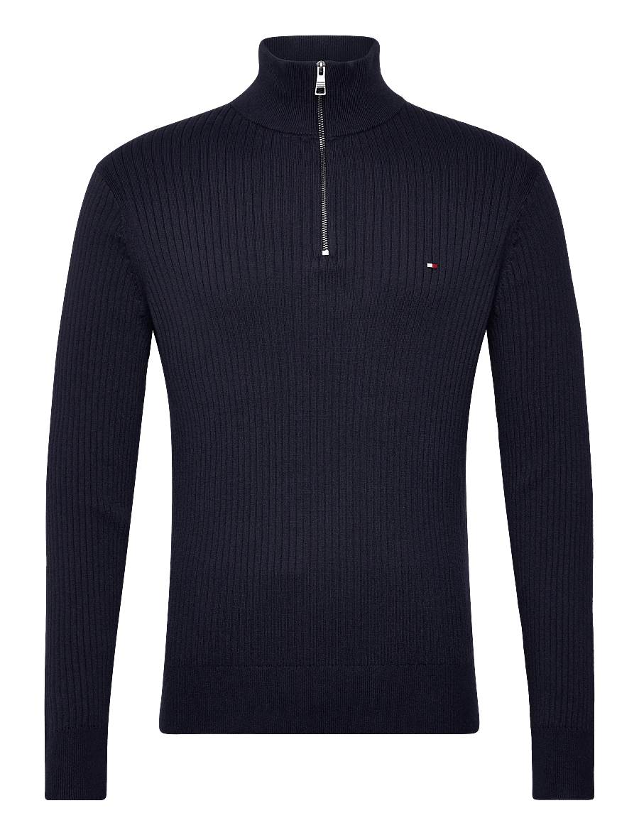 Tommy Hilfiger - PIMA CTN CASH STRUCTURE ZIP MOCK - pullover mit halbem reißverschluss - desert sky - 1