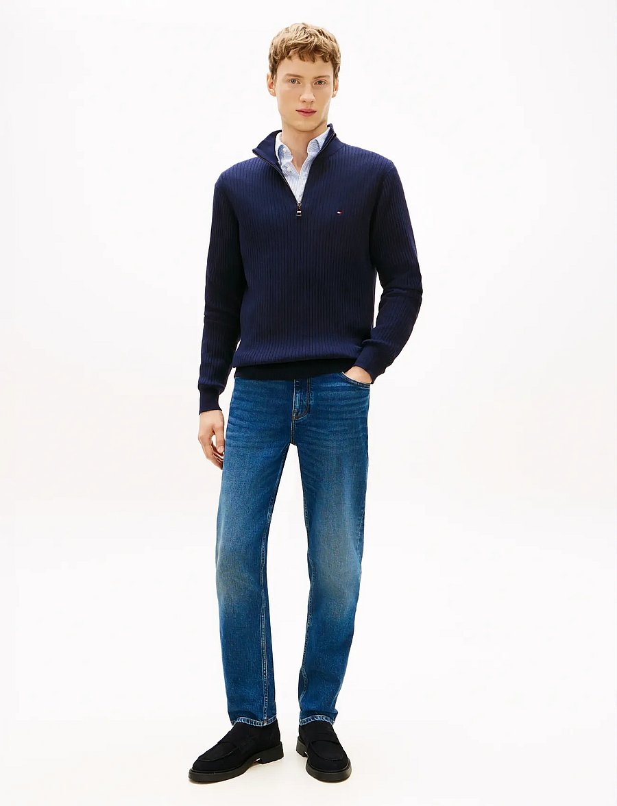 Tommy Hilfiger - PIMA CTN CASH STRUCTURE ZIP MOCK - pullover mit halbem reißverschluss - desert sky - 3