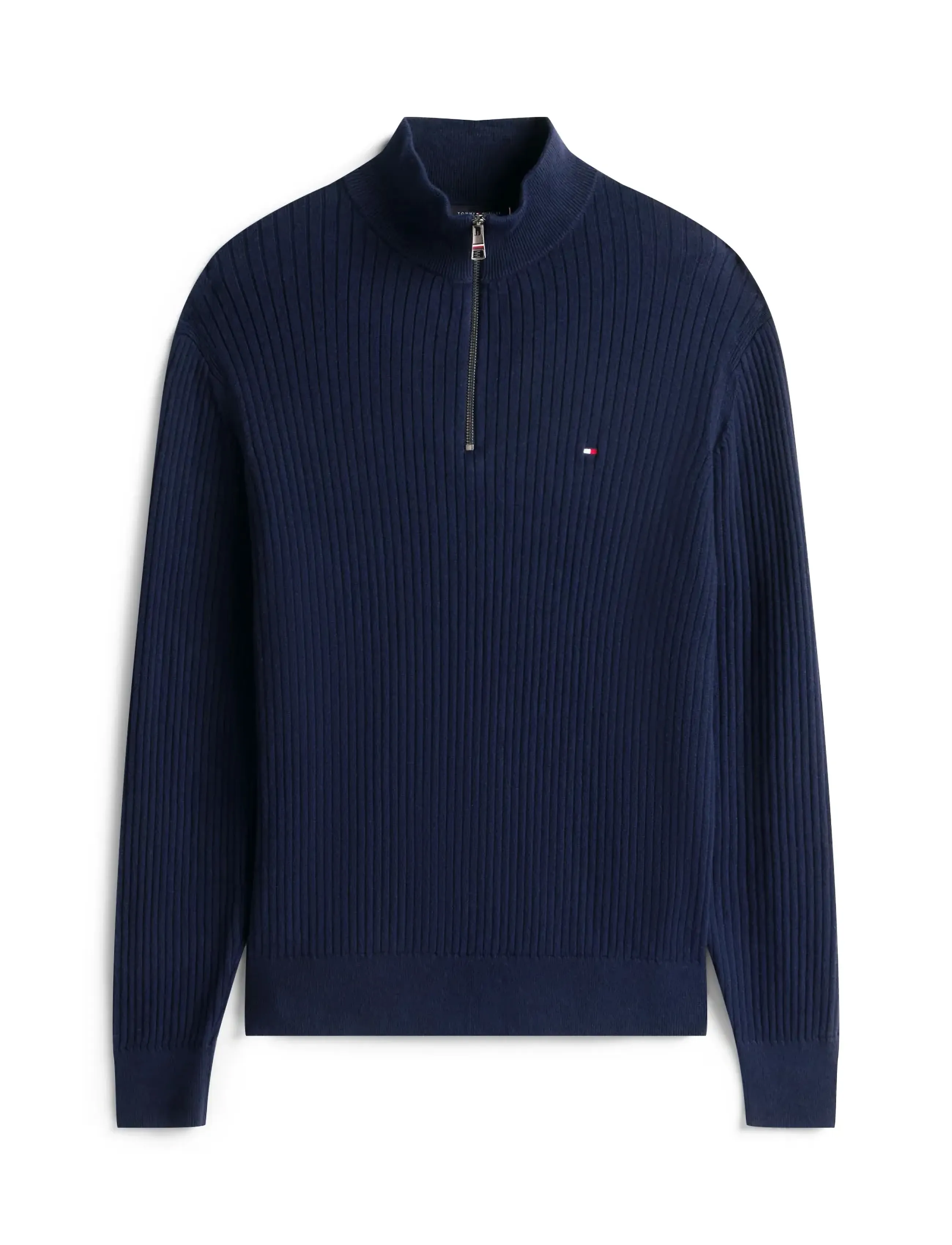 Tommy Hilfiger - PIMA CTN CASH STRUCTURE ZIP MOCK - pullover mit halbem reißverschluss - desert sky - 5