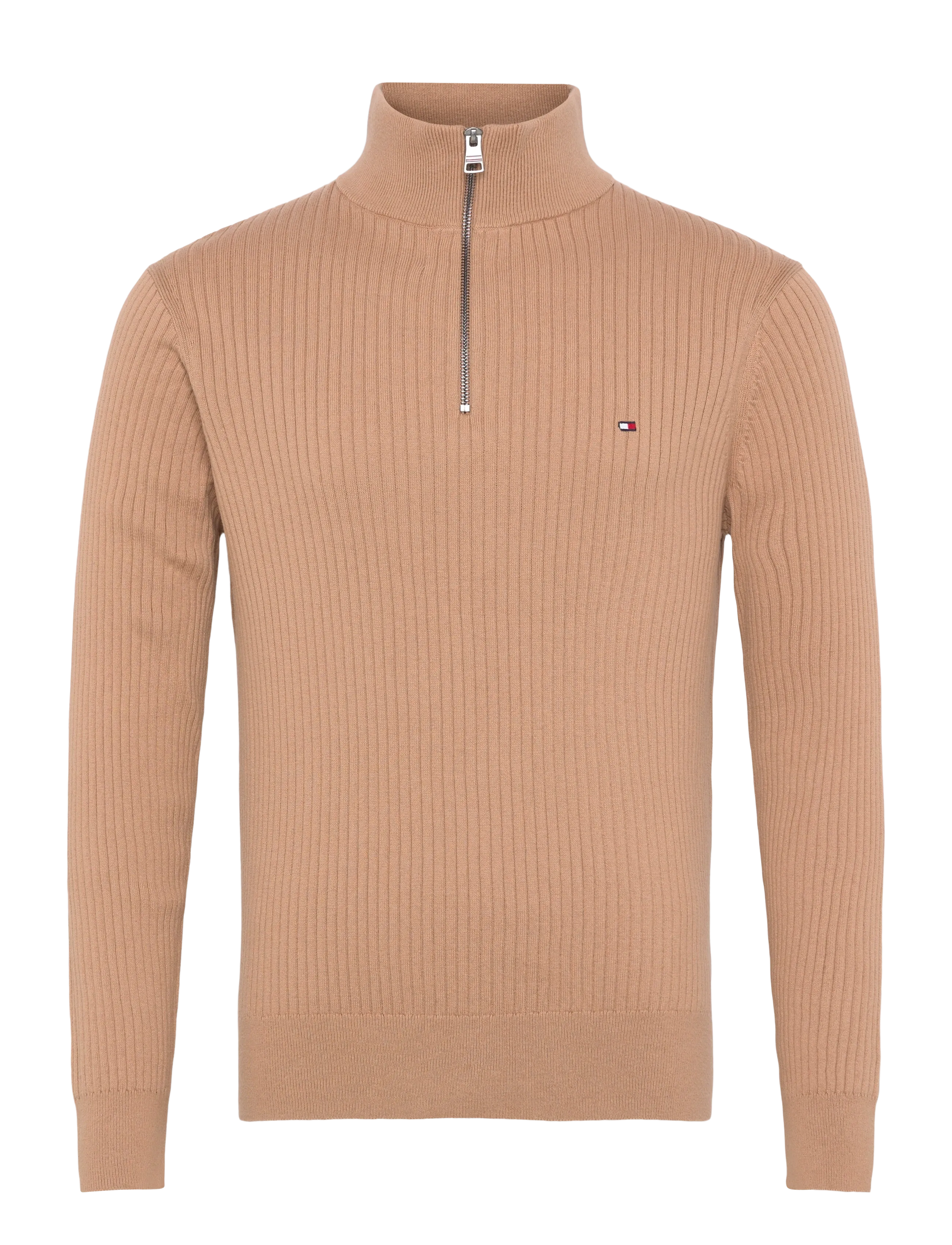 Tommy Hilfiger PIMA CTN CASH STRUCTURE ZIP MOCK - Strickmode - TIMELESS CAMEL / beige
