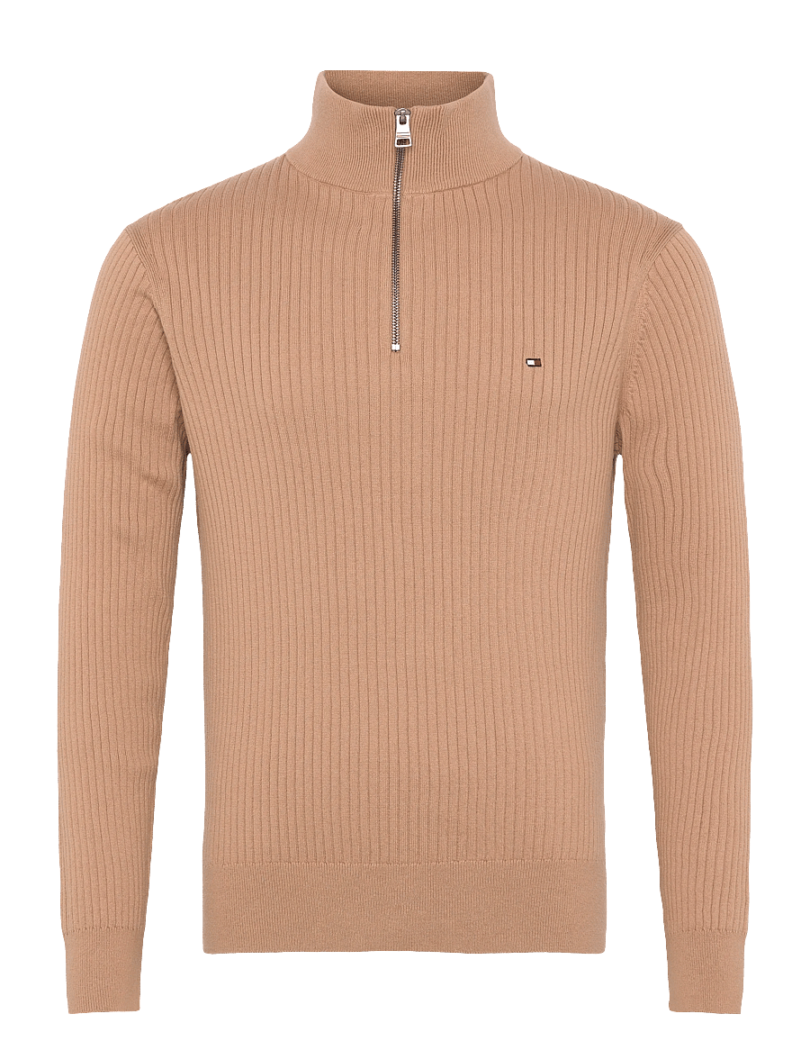 Tommy Hilfiger - PIMA CTN CASH STRUCTURE ZIP MOCK - half zip jumpers - timeless camel - 1