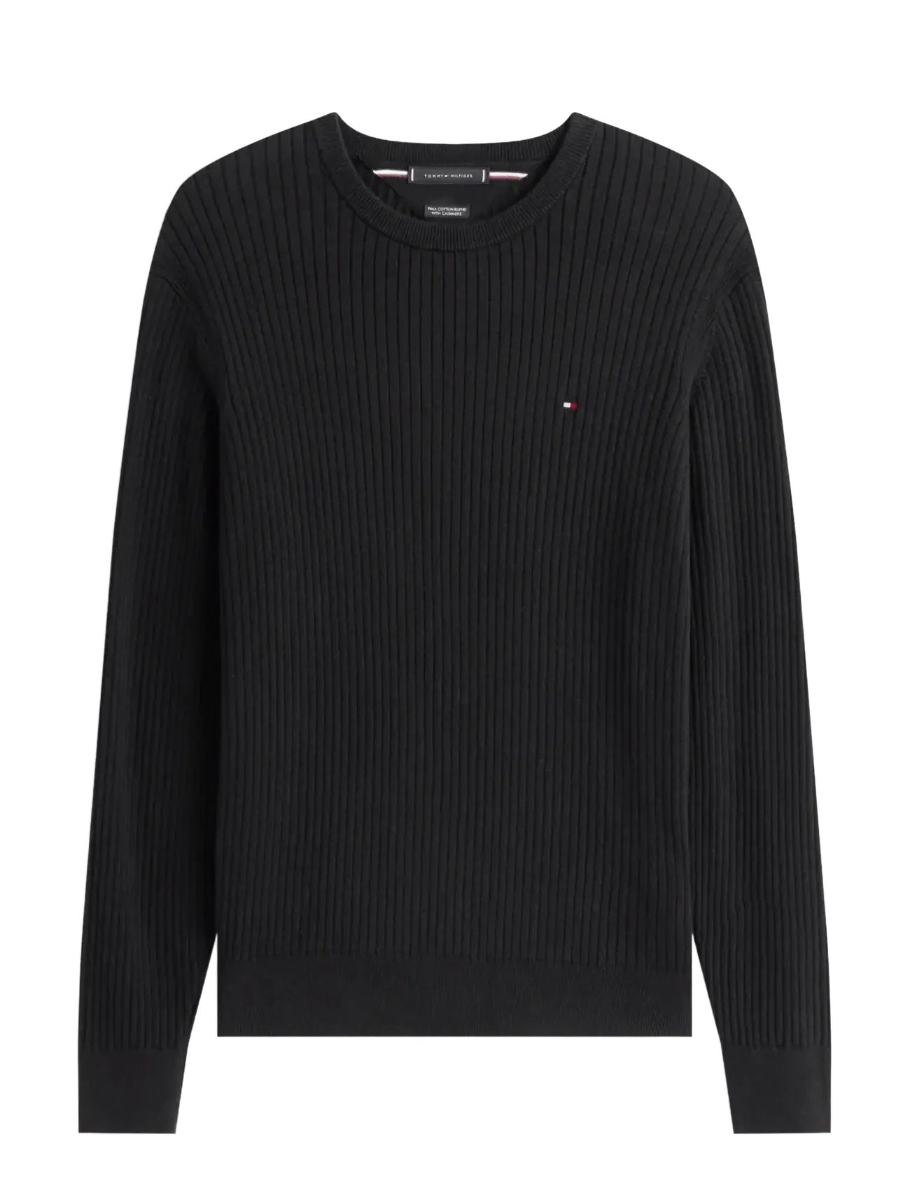 Tommy Hilfiger PIMA CTN CASH STRUCTURE CREW - Strik - BLACK / black